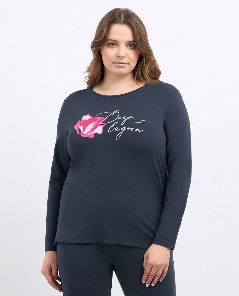 T-shirt curvy a maniche lunghe in cotone donnadouble bordered 0 