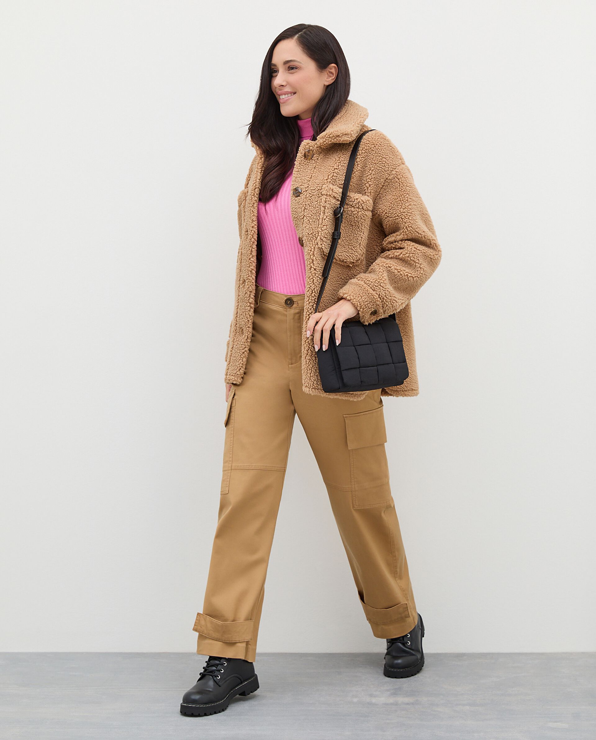 Giacca oversize in pile sherpa donna