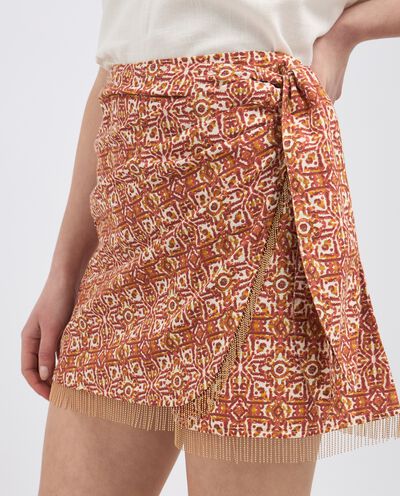 Minigonna a portafoglio in misto lino donna detail 2