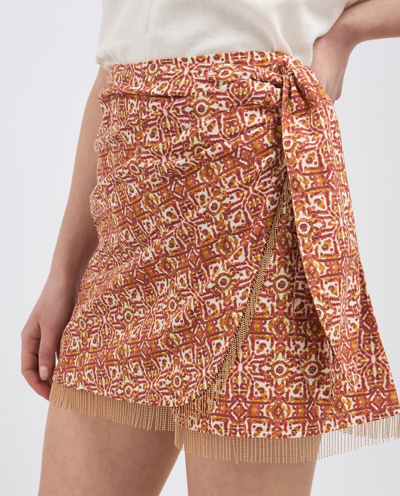 Minigonna a portafoglio in misto lino donna single tile 2 cotone
