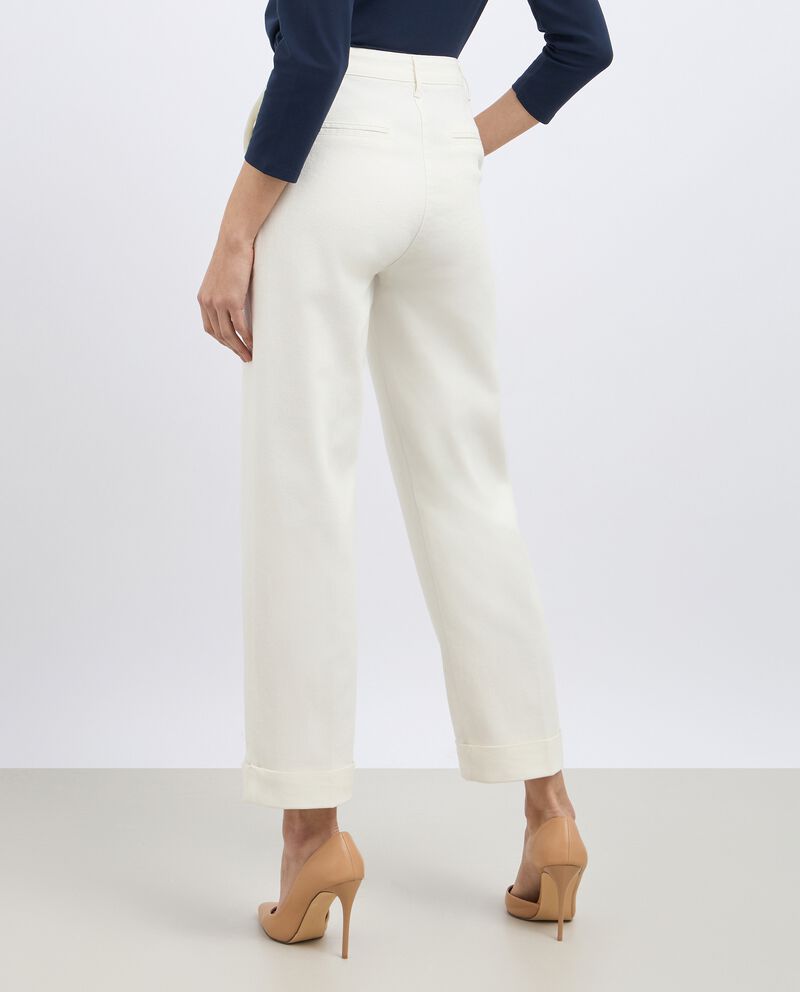 Pantaloni in denim con risvolto donna single tile 1 cotone