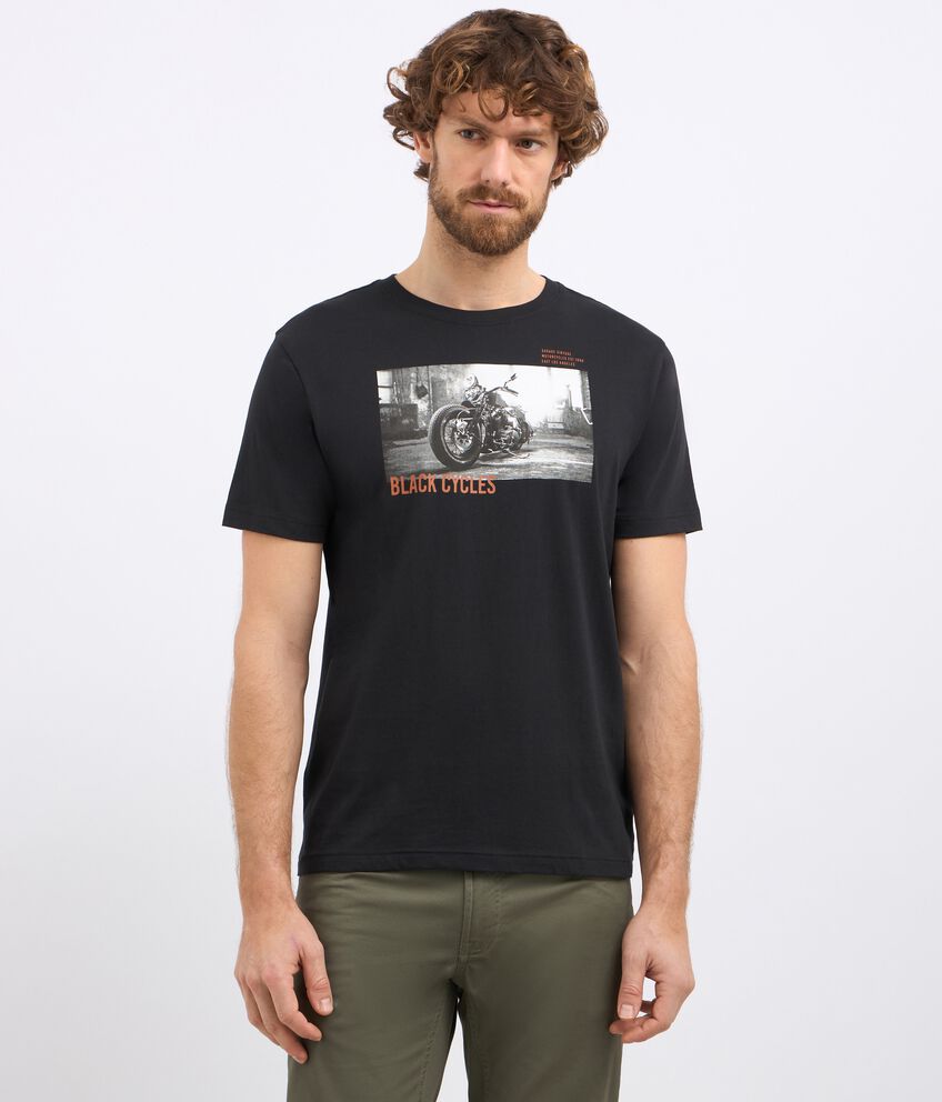 T-shirt girocollo in puro cotone con stampa uomo double 1 cotone