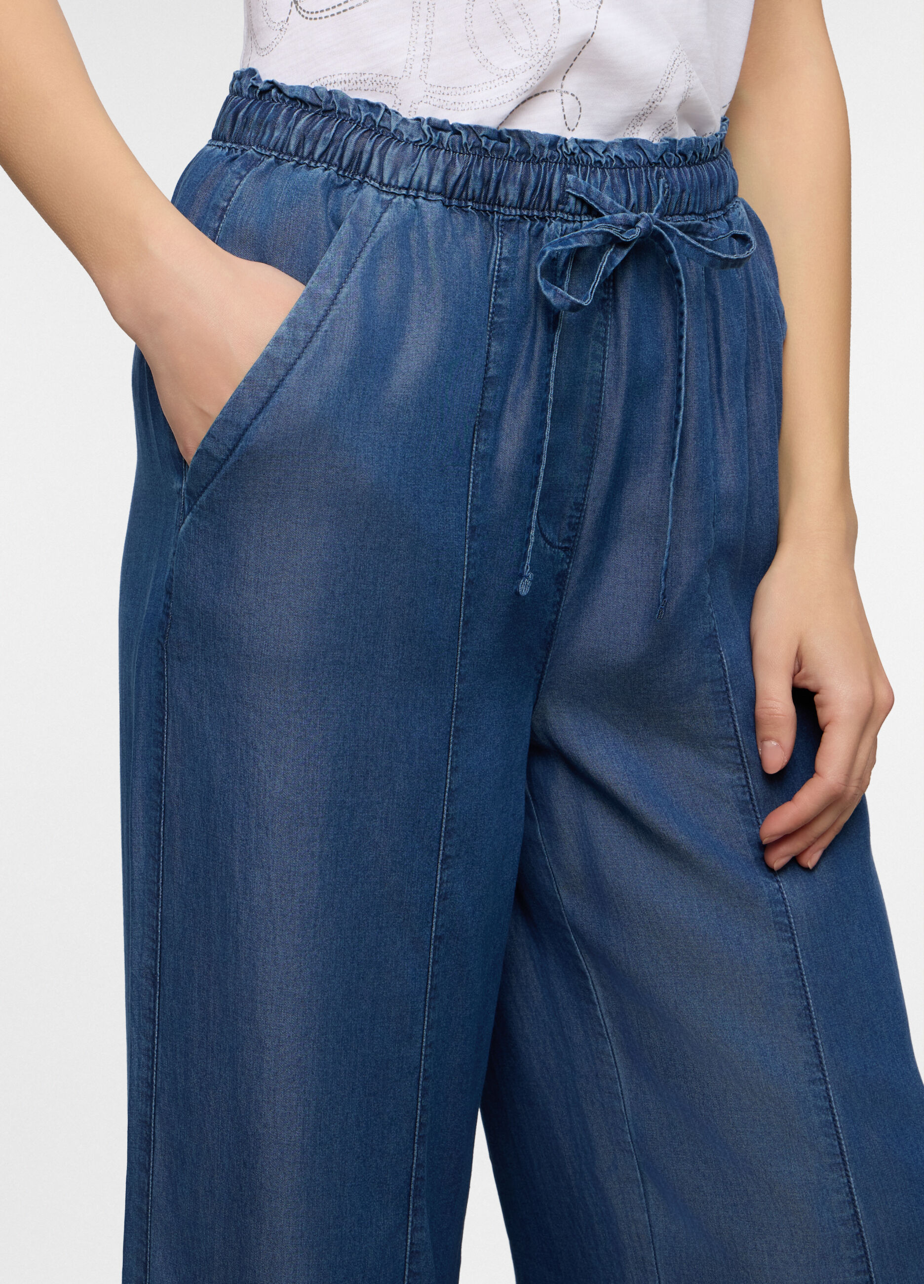 Jogger fit straight in Lyocell con vita elasticata donna_3