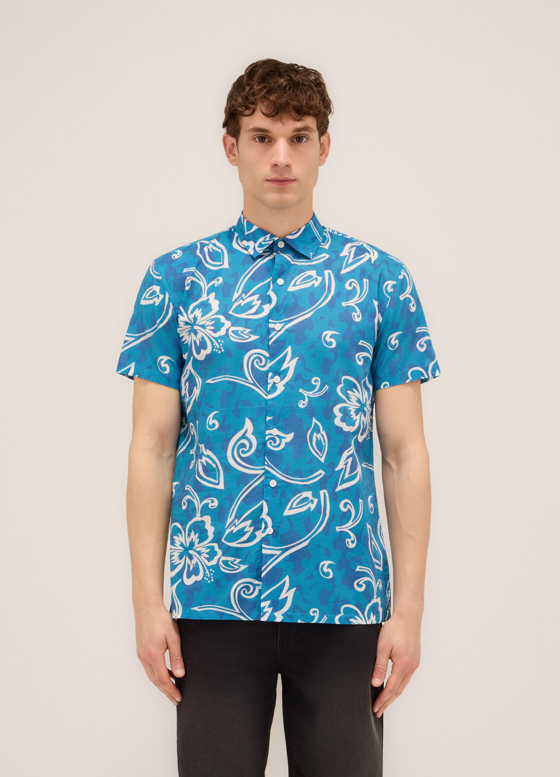 Camicia a maniche corte a fantasia uomo