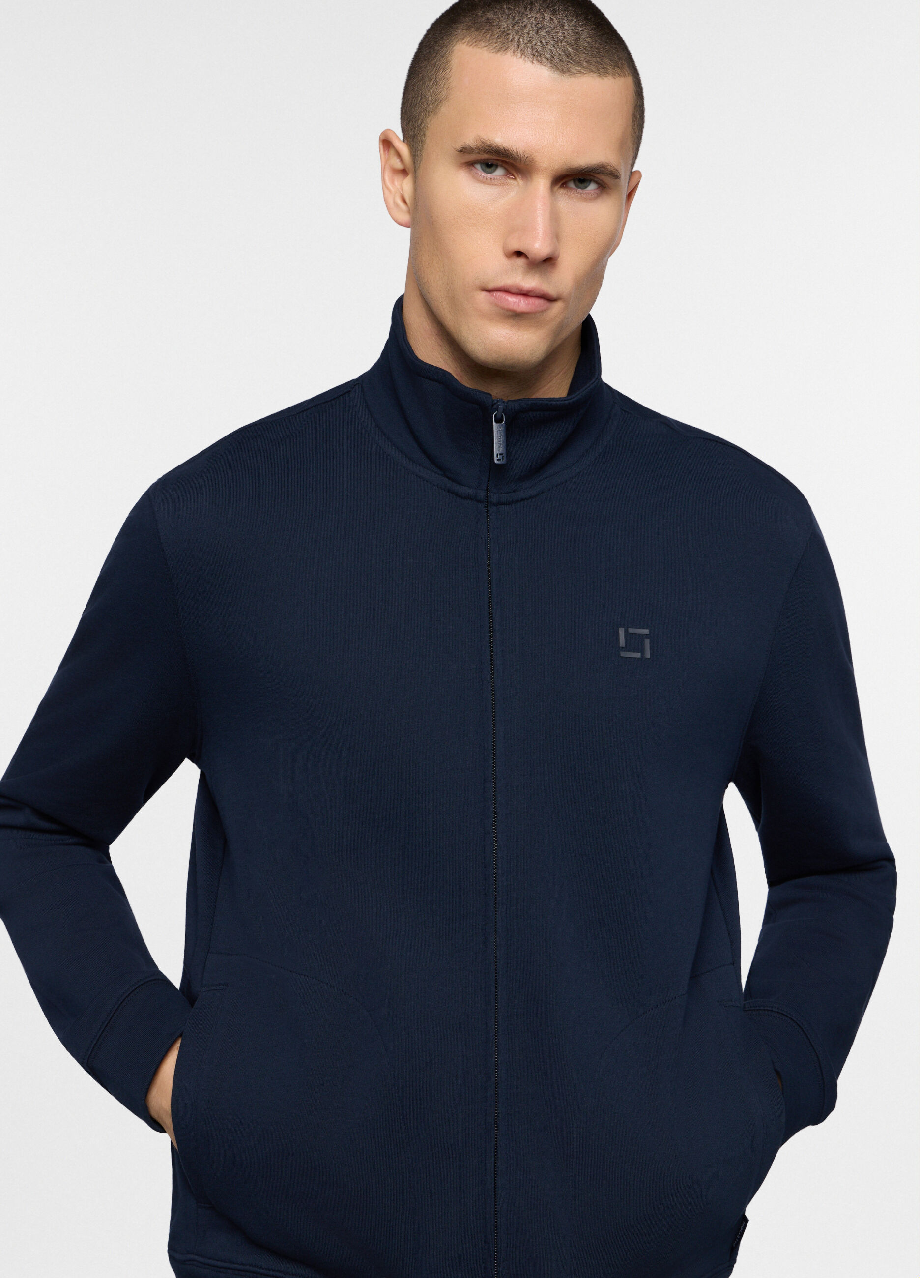 Felpa con zip in cotone uomo_2