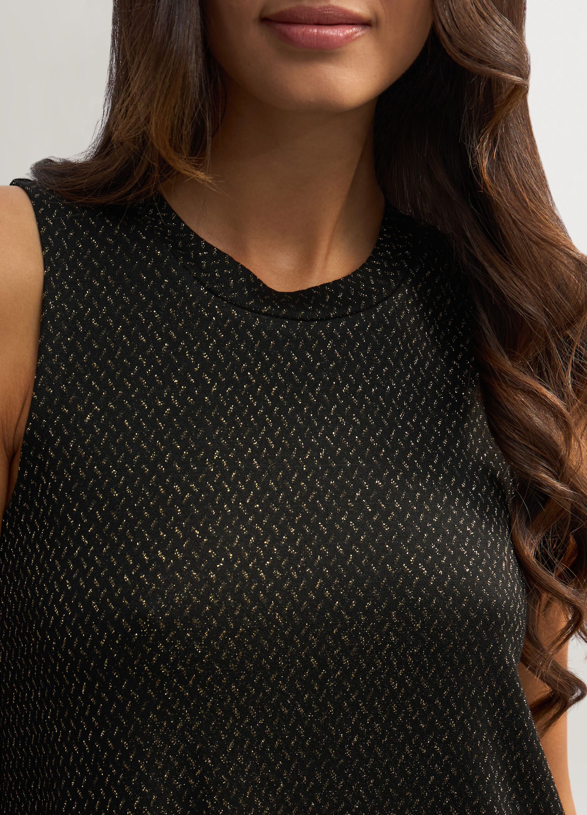 Abito corto smanicato jaquard donna_2