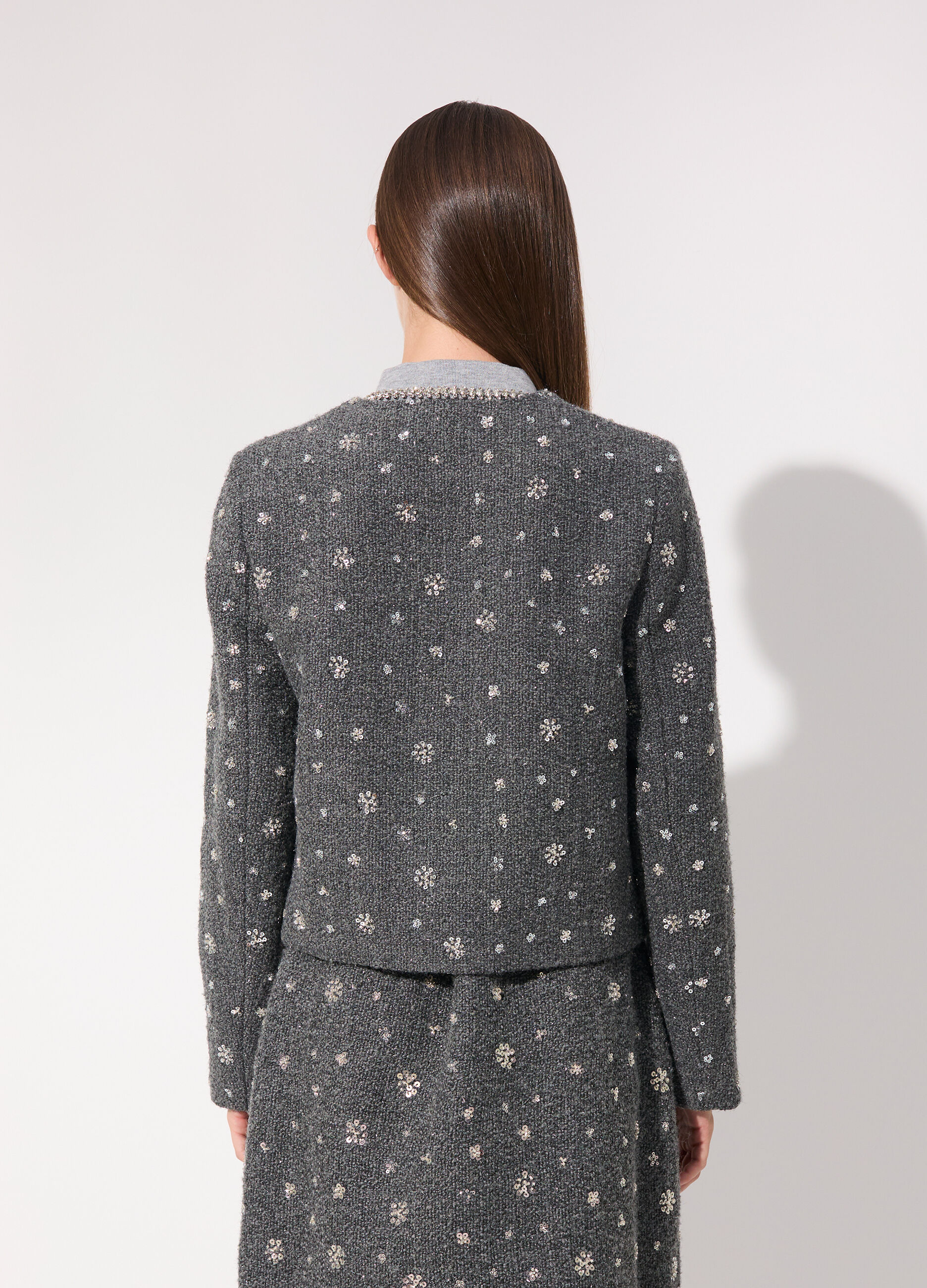 Giacca in bouclé misto lana con paillettes donna_2