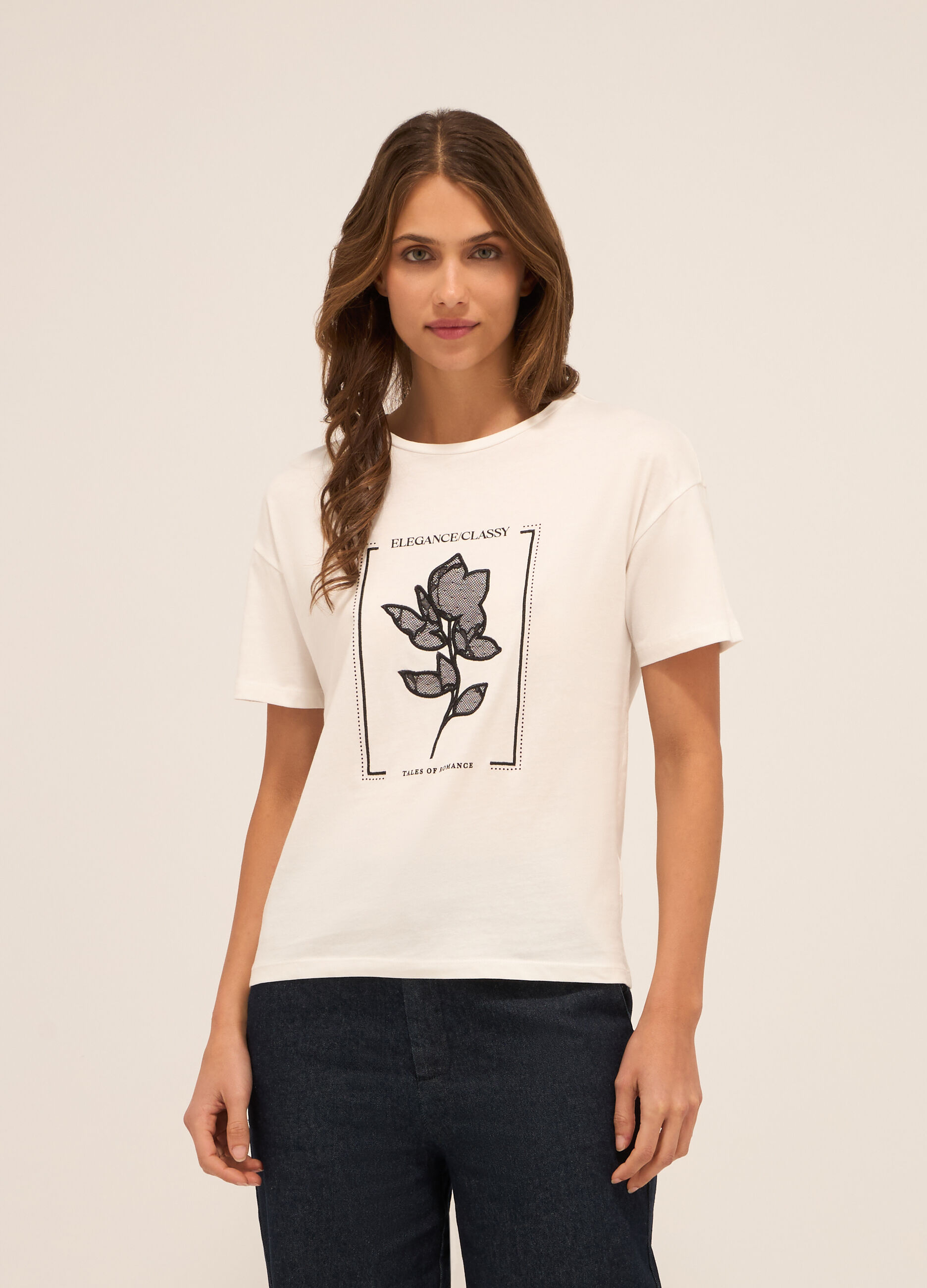 T-shirt in jersey di puro cotone donna_0