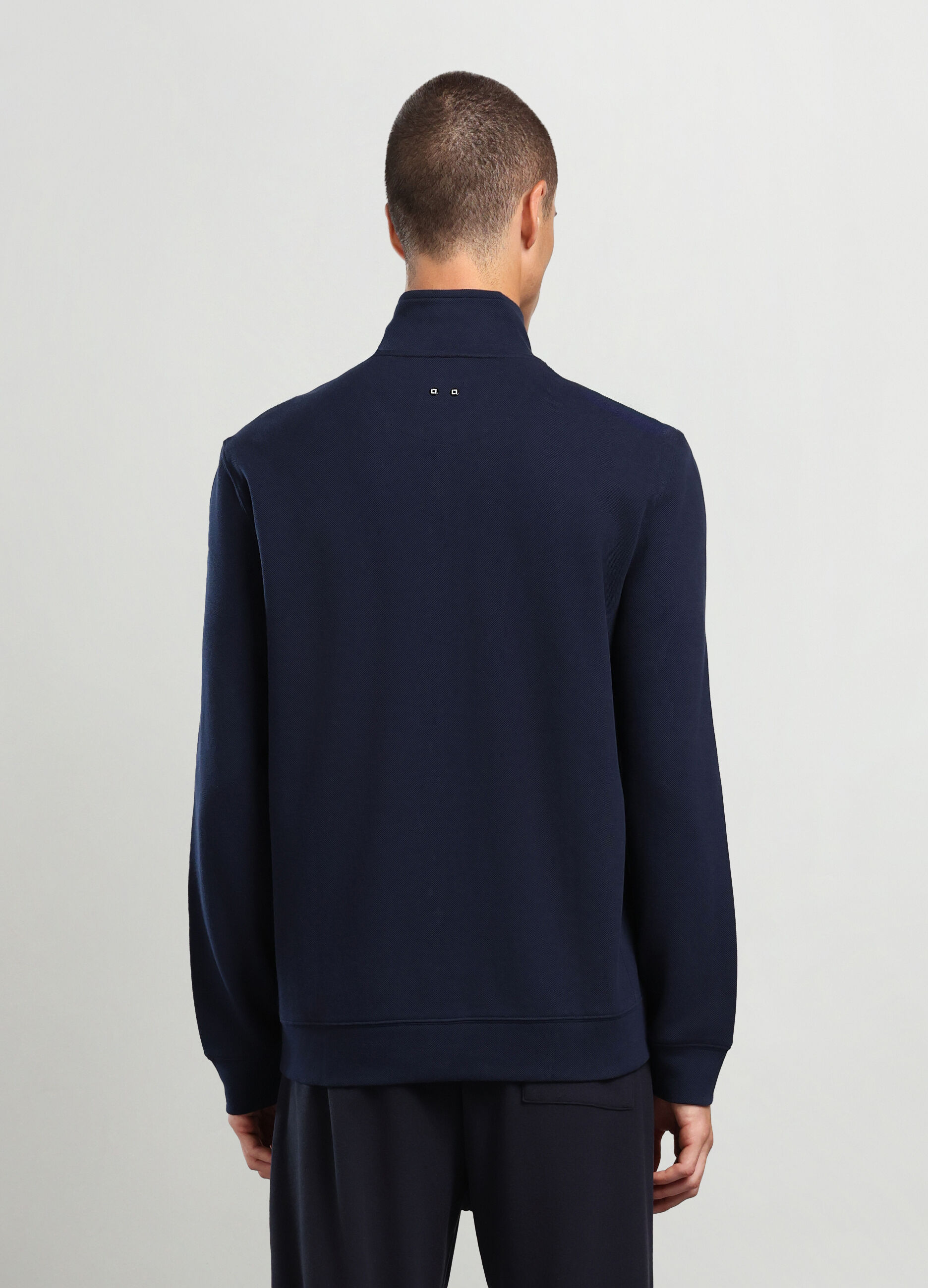 Felpa lupetto in piquet di cotone uomo_1