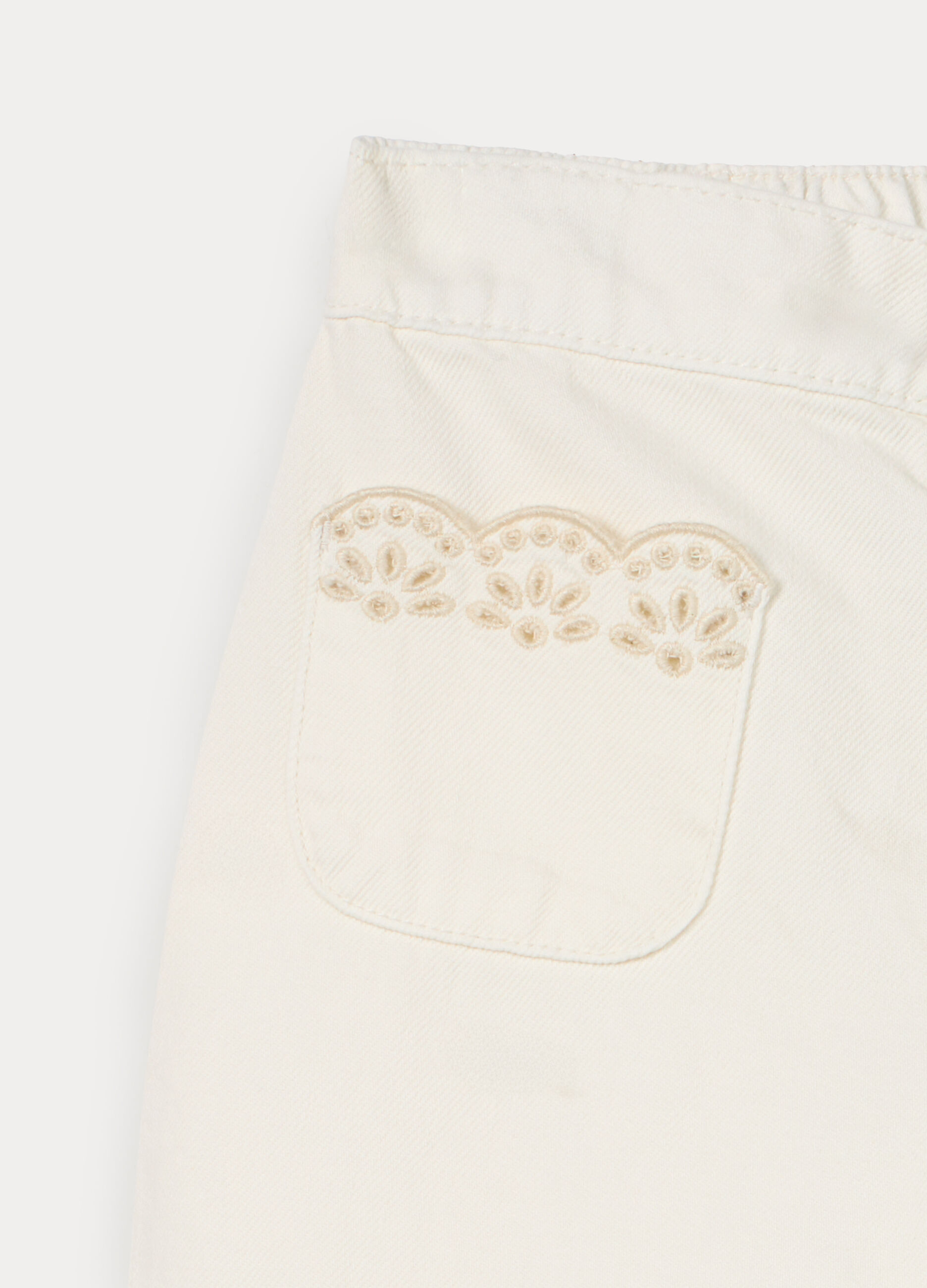 Pantaloni wide leg in twill di puro cotone ragazza_2