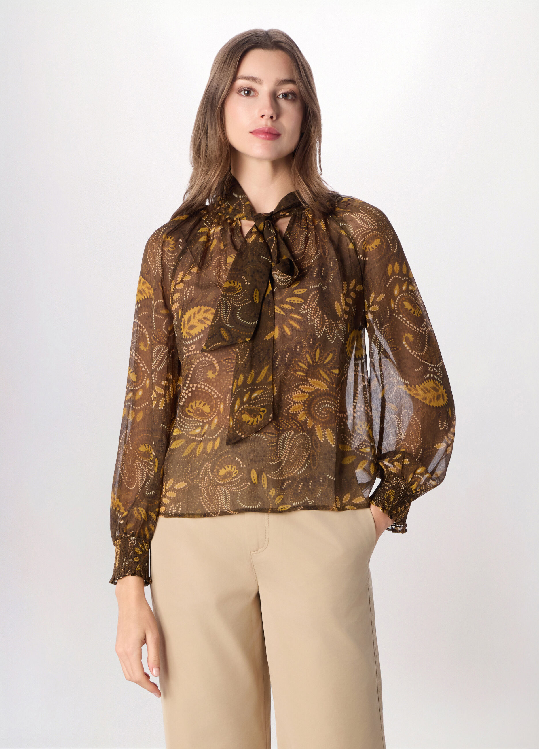 Blusa in chiffon con stampa donna_0