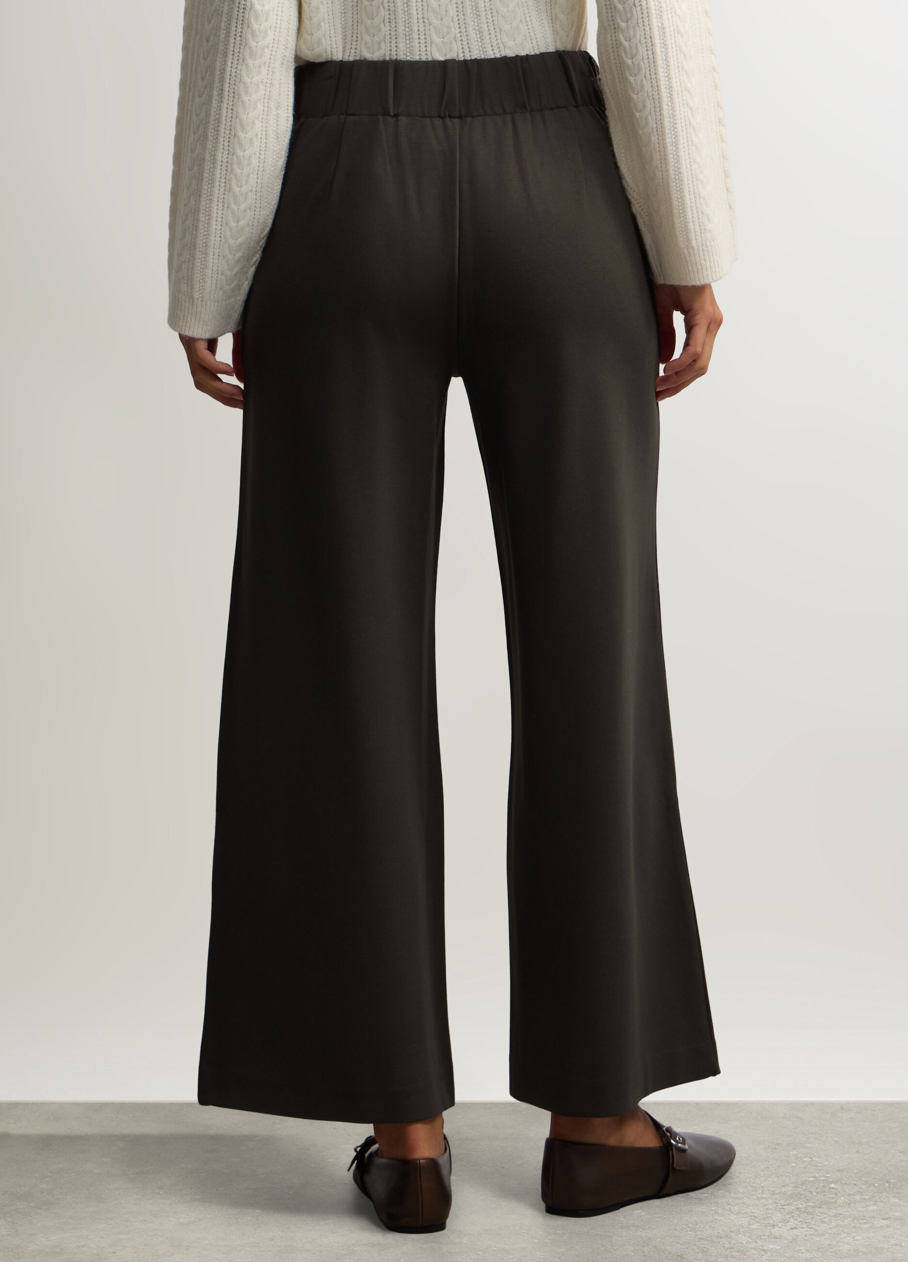 Pantaloni Wide Leg in Punto Milano stretch donna_2