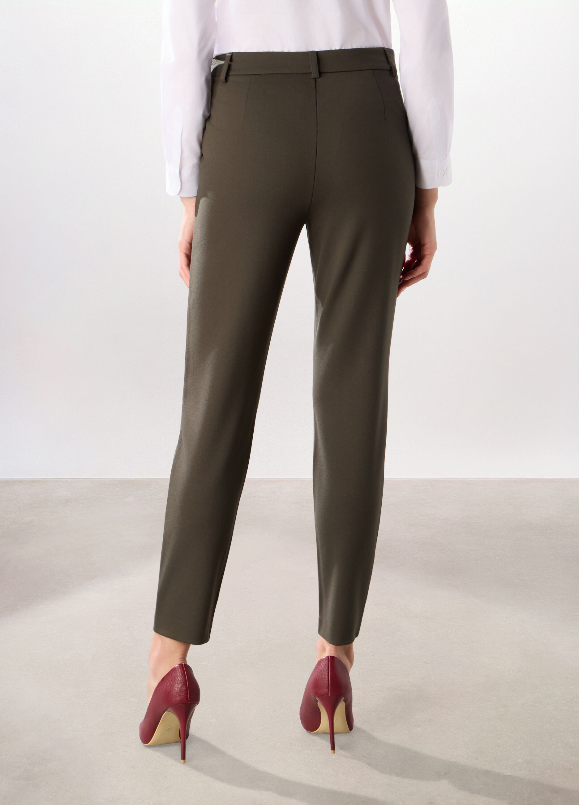 Pantaloni in punto Milano misto viscosa donna_1