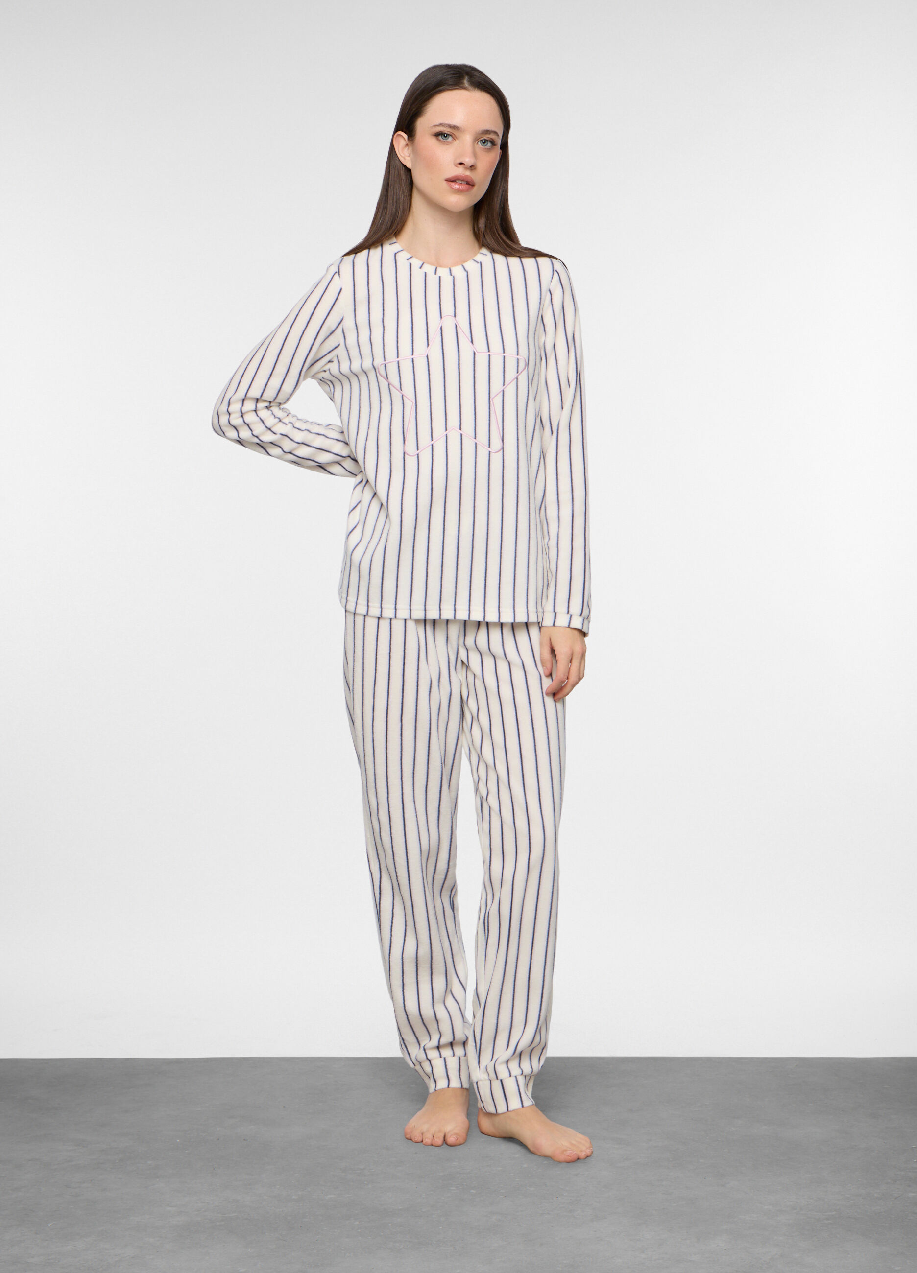 Set pigiama lungo in pile donna _0