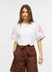T-shirt a girocollo in jersey stretch con ricamo donna_0