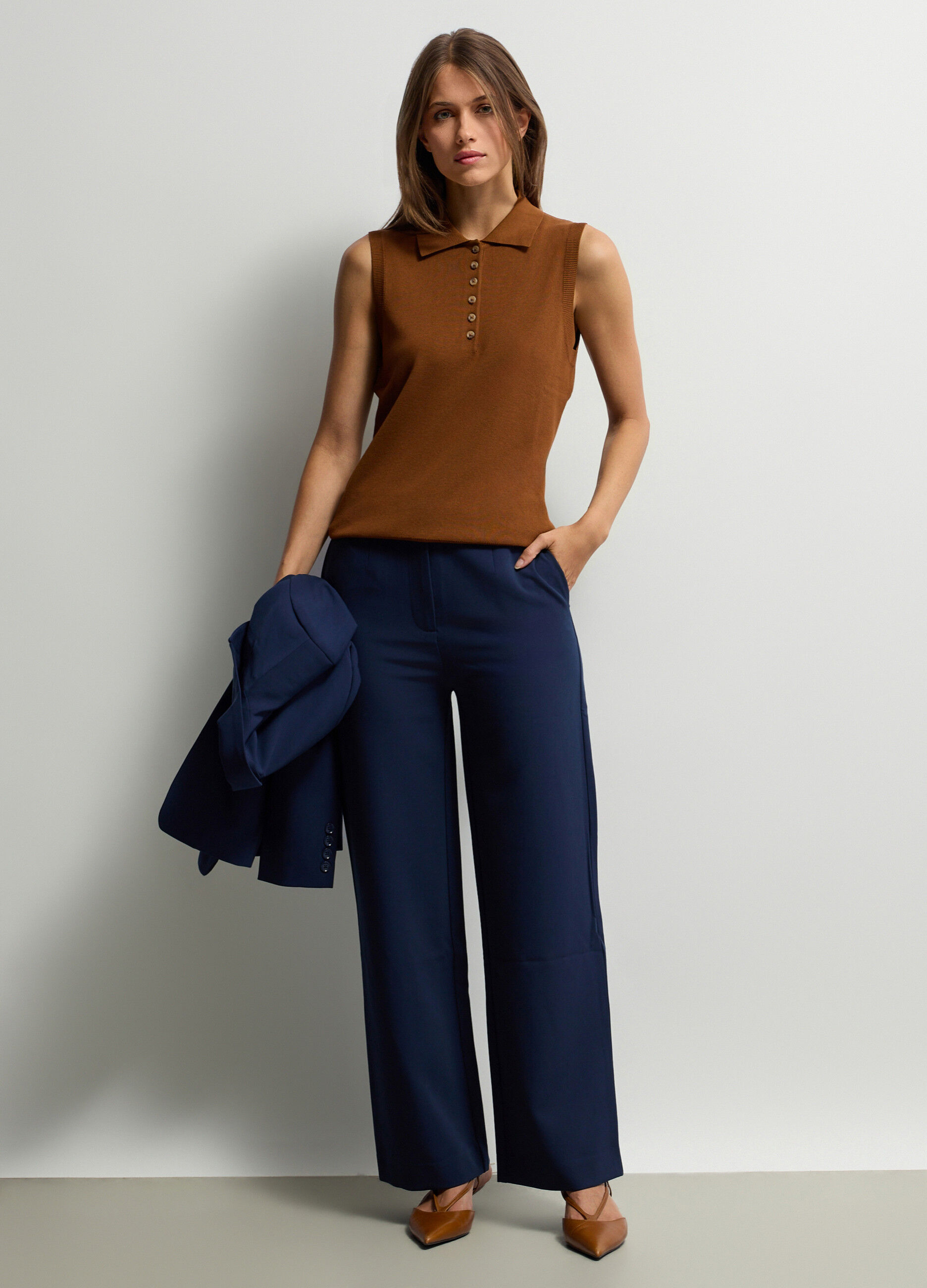 Pantaloni Fit Over misto viscosa stretch donna_0