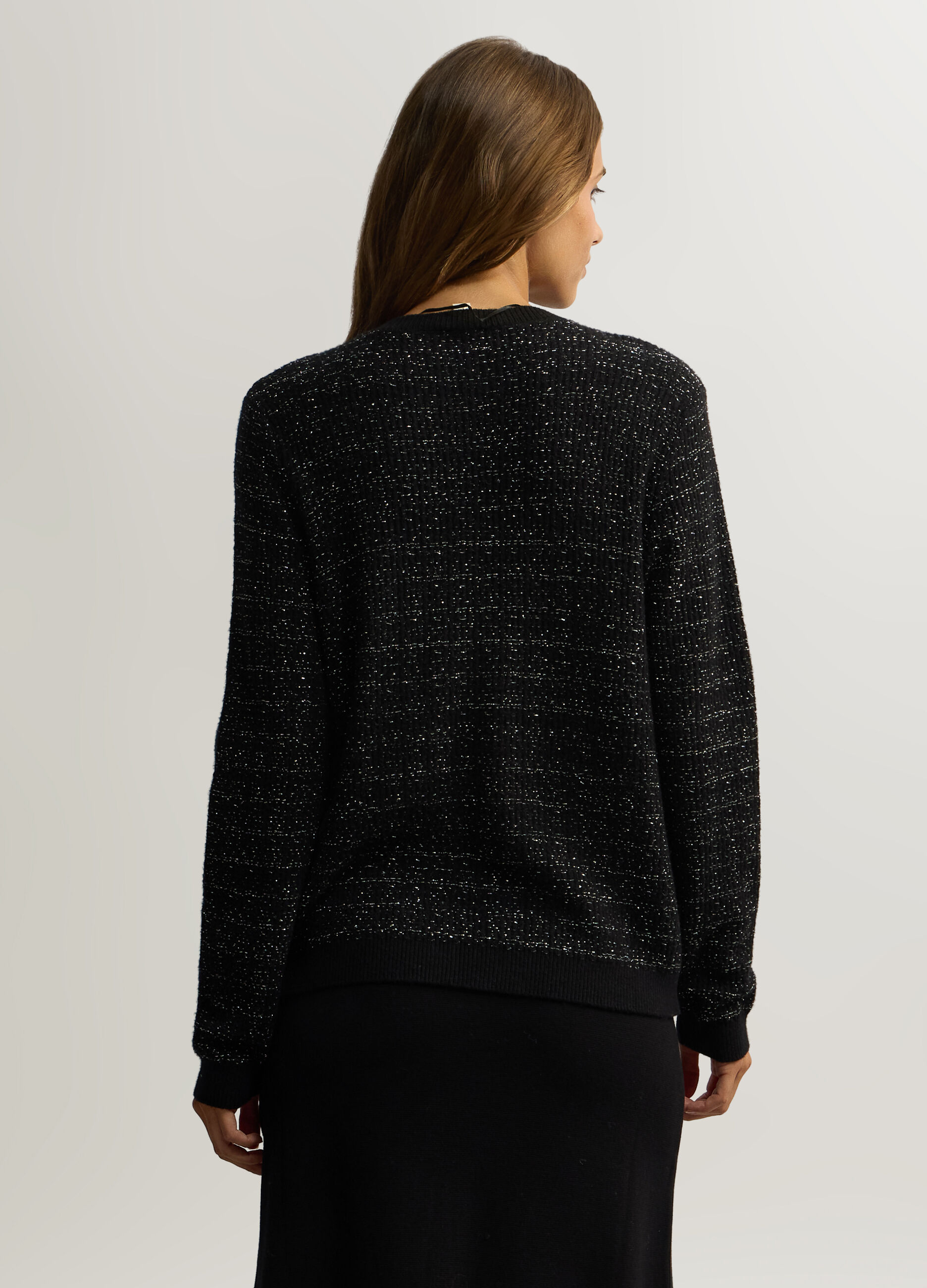 Cardigan girocollo in costina donna_1