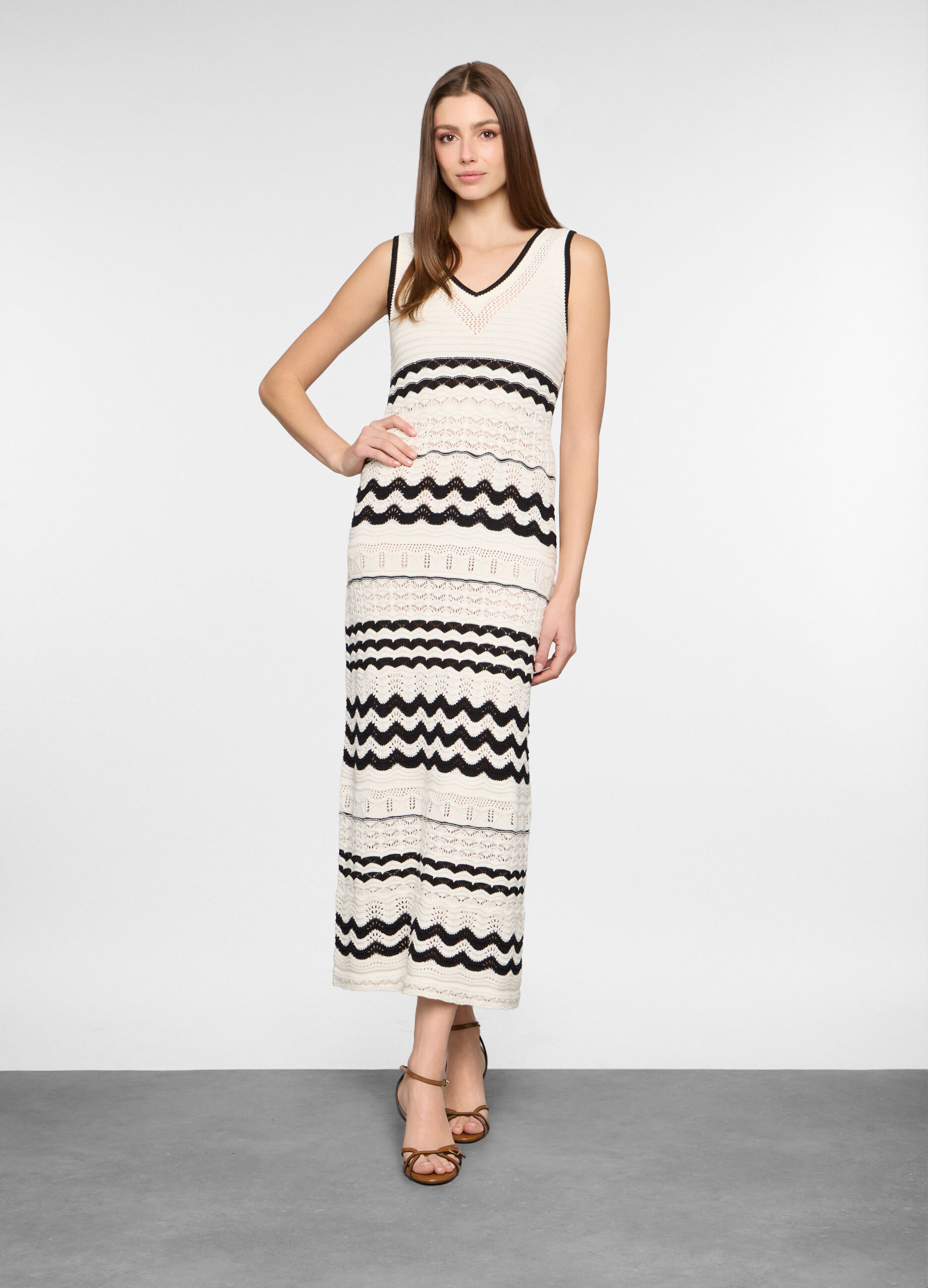 Vestito lungo crochet in puro cotone donna_0