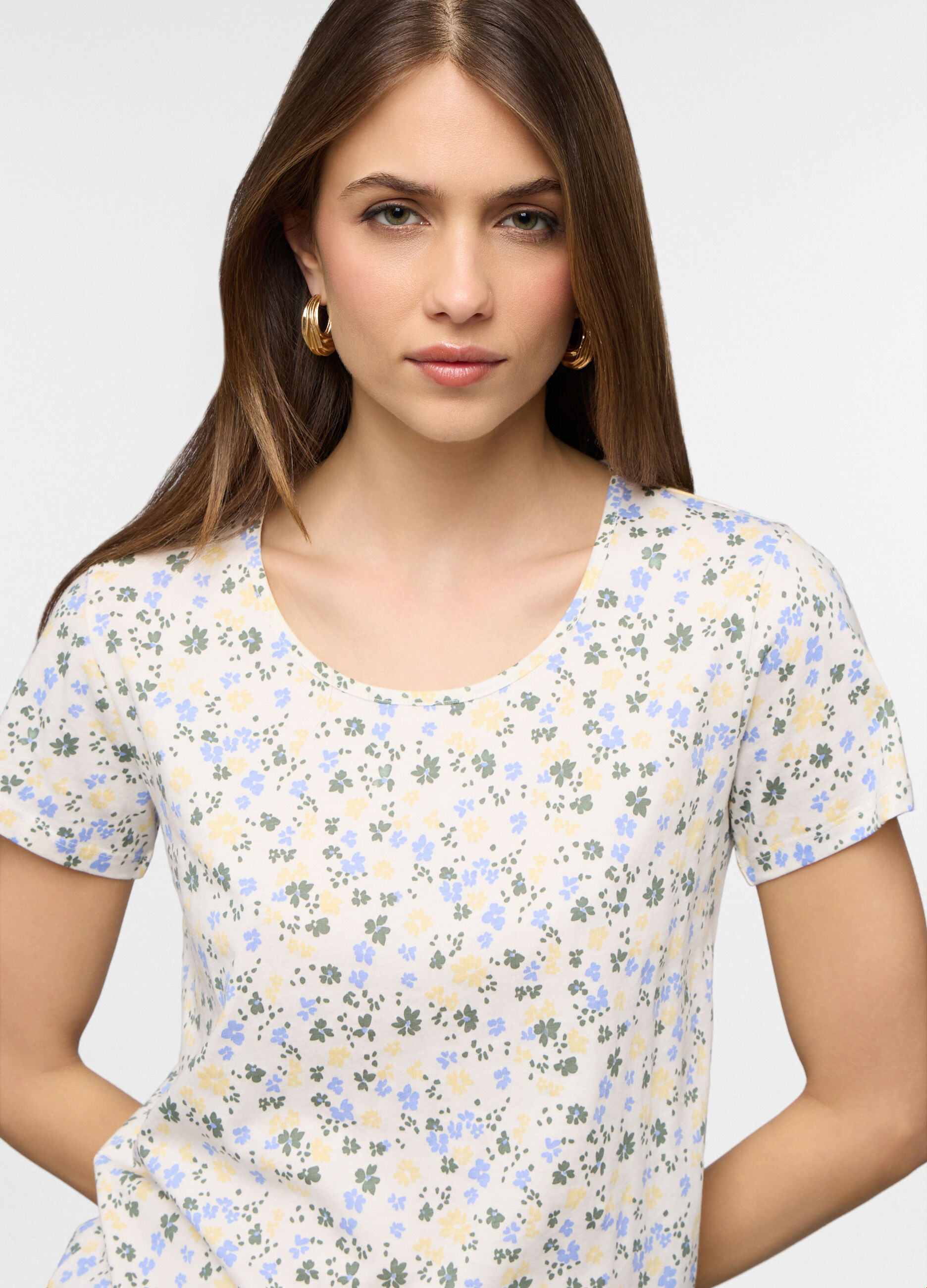 T-shirt girocollo in jersey di puro cotone donna_2