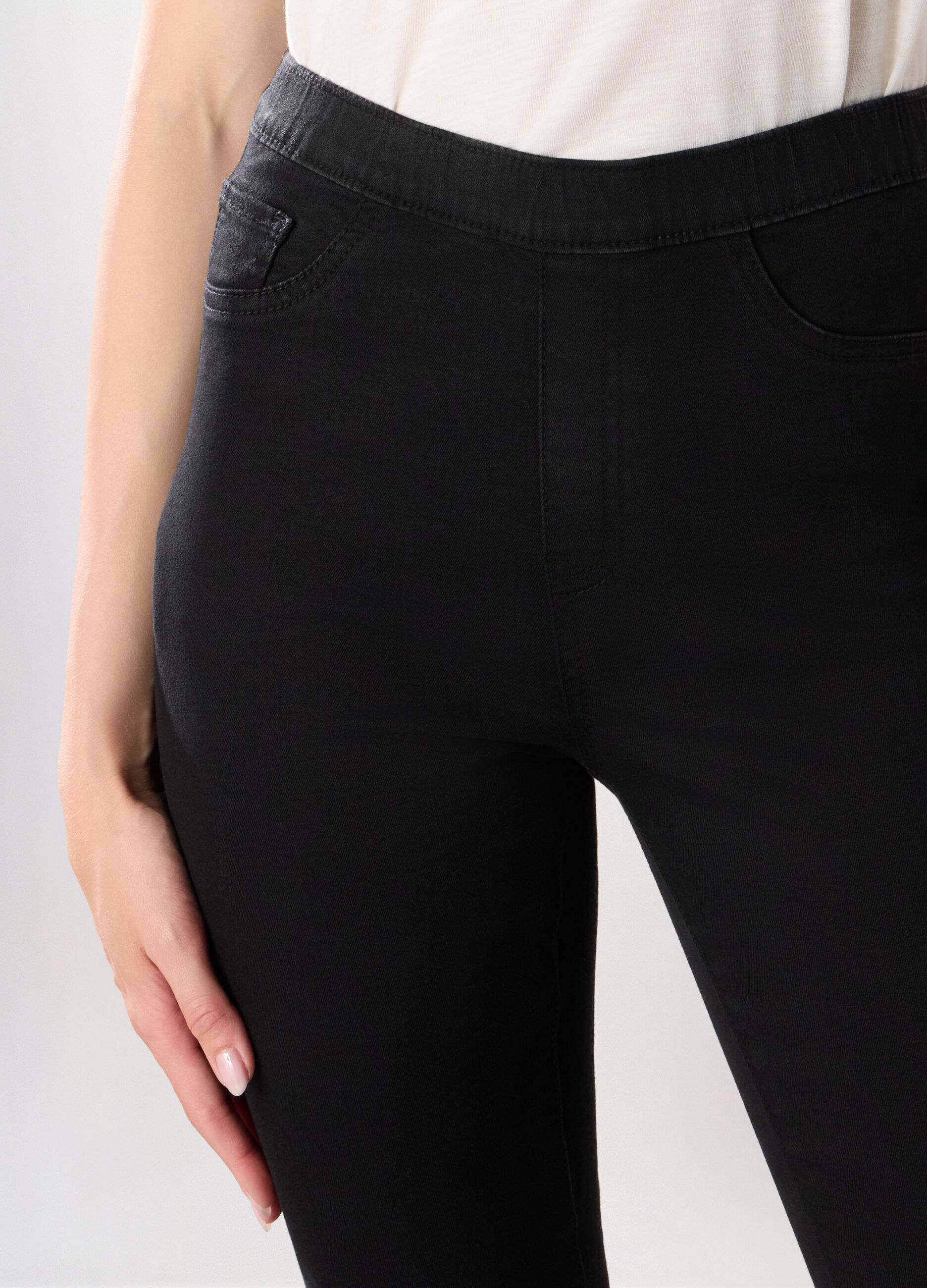 Jeggings in denim misto cotone donna_2