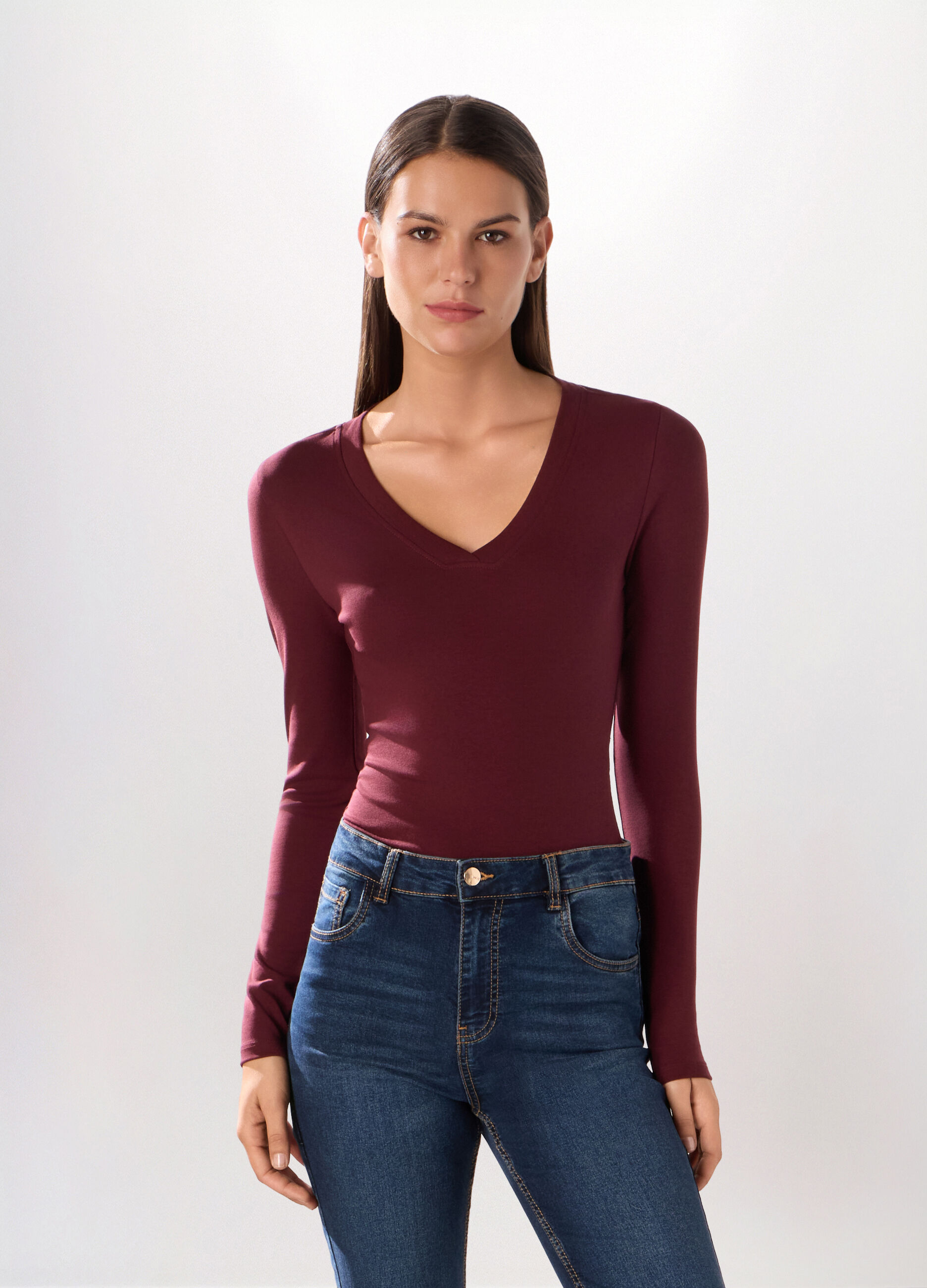 Body in costina di cotone stretch donna_0