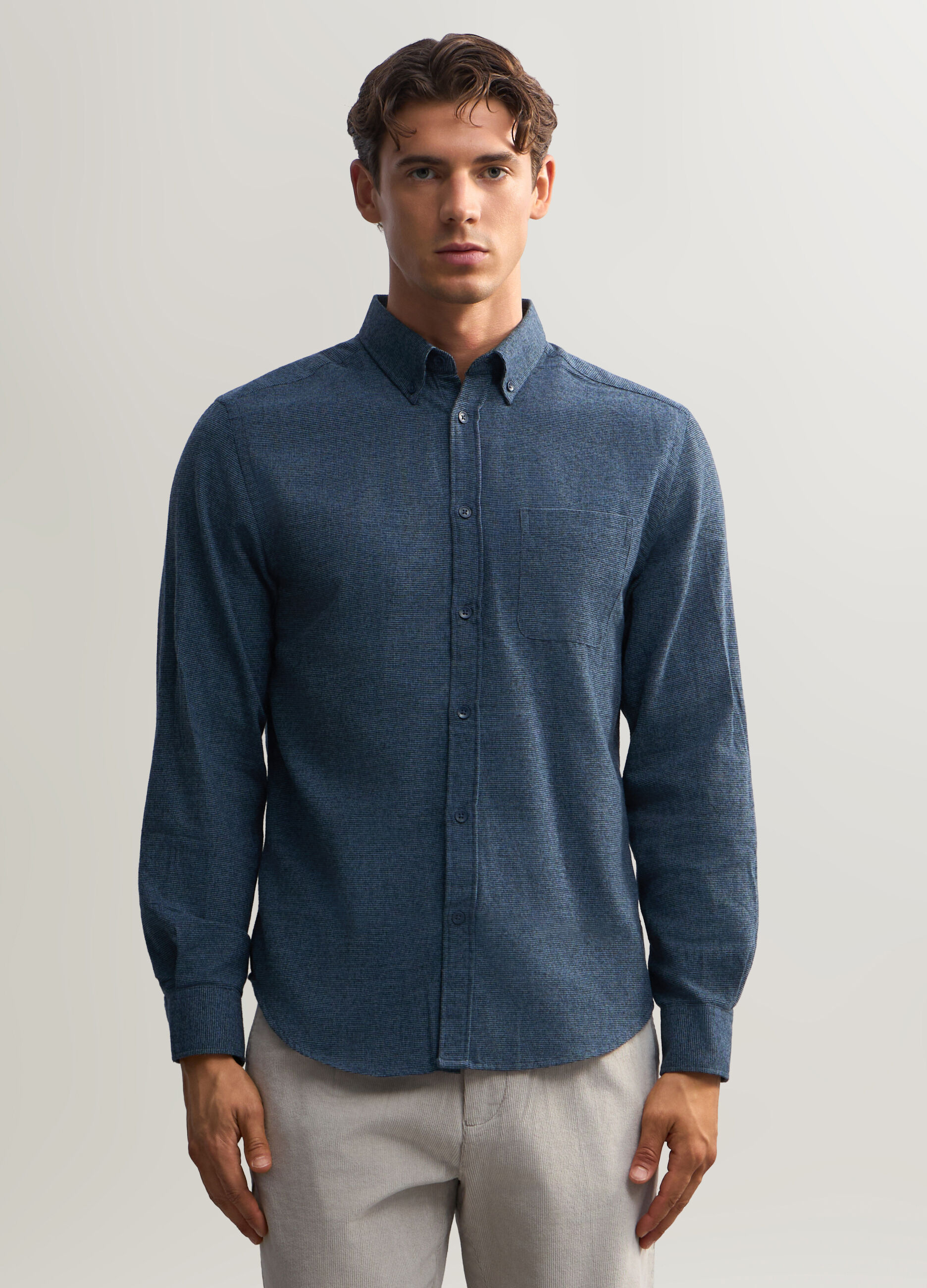 Camicia a fantasia in flanella uomo_0