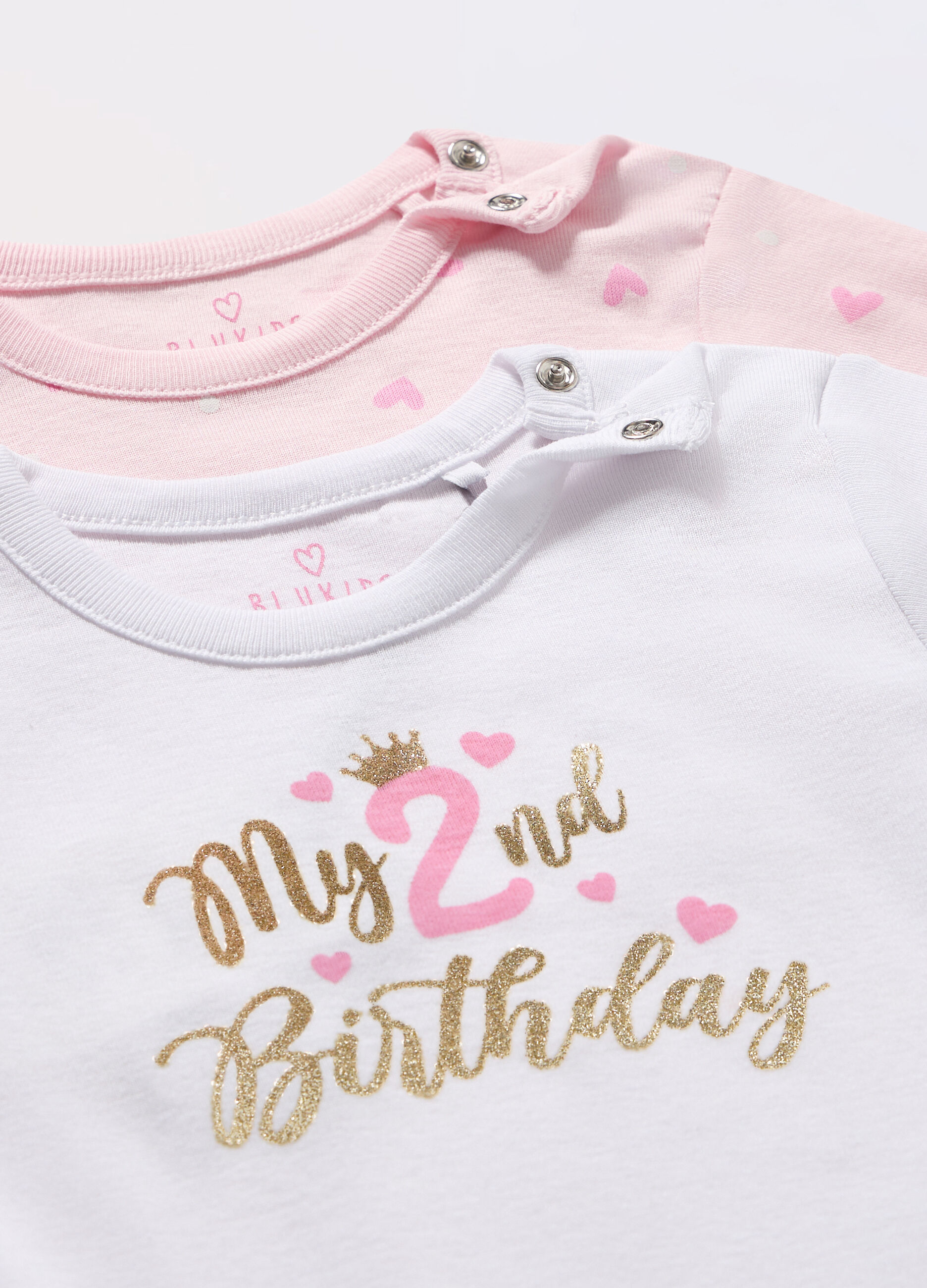 Pack 2 body compleanno in jersey di puro cotone neonata