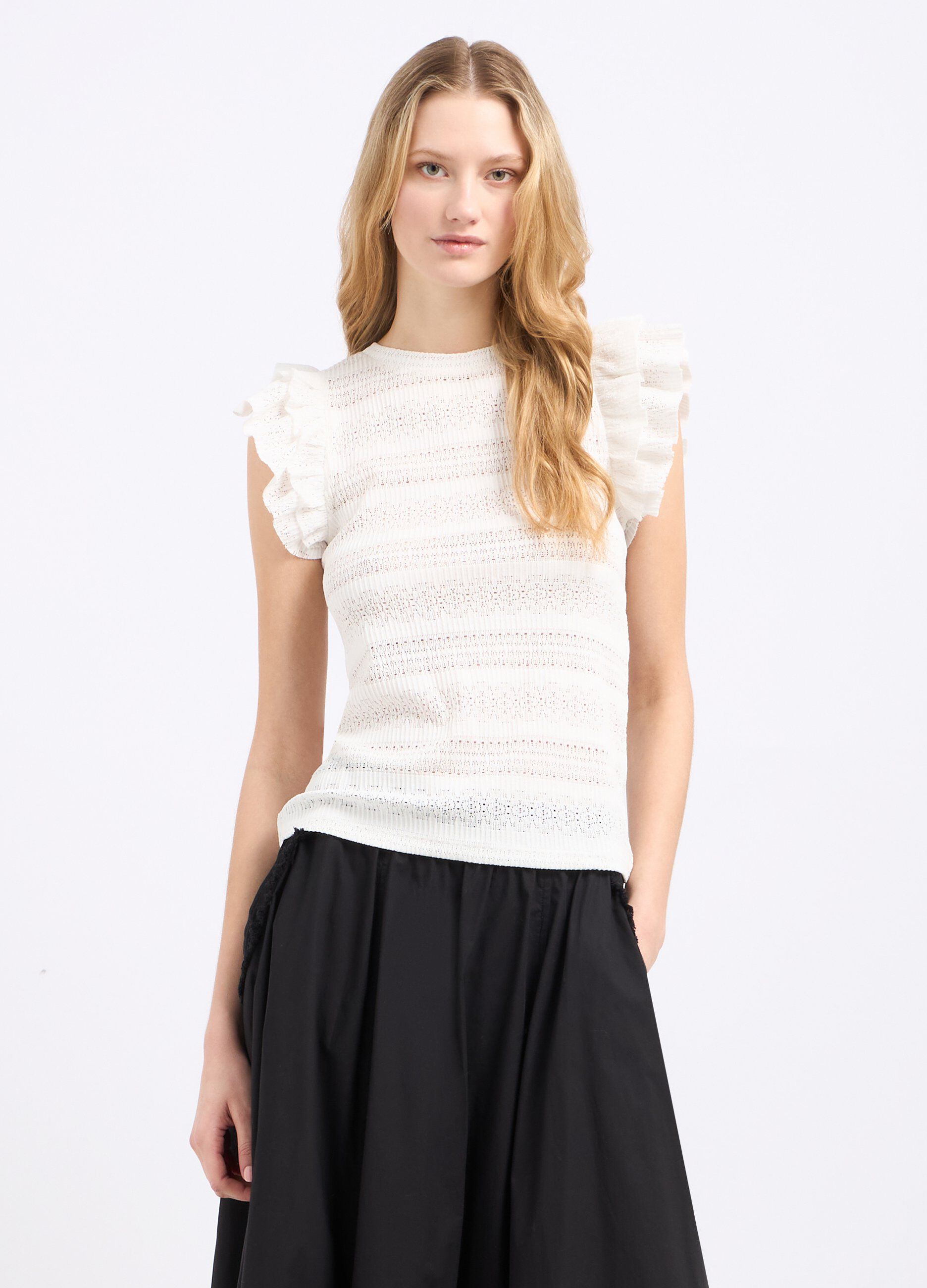Top in tricot con maniche ad aletta donna