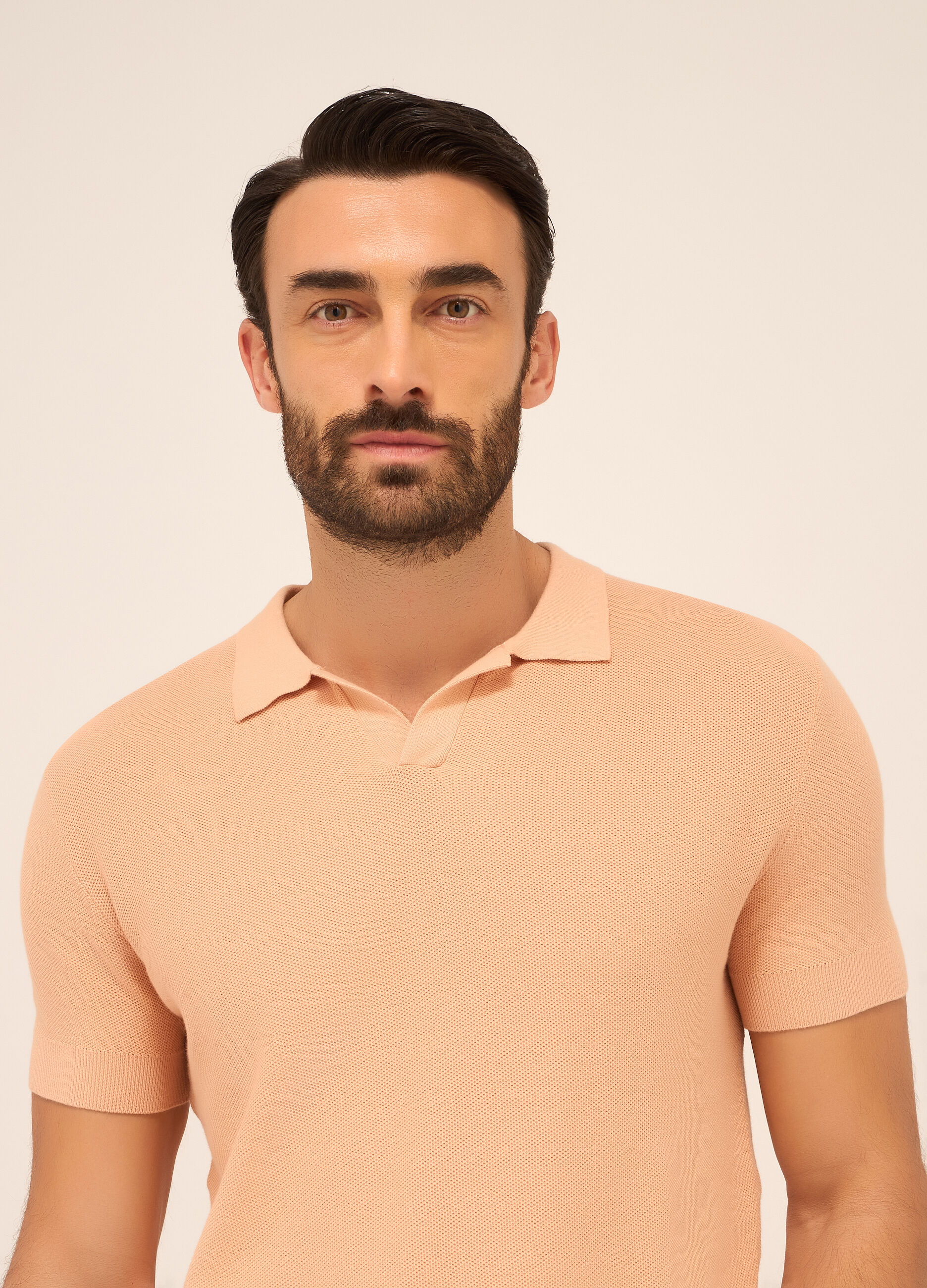 Polo a maglia nido d'ape in puro cotone uomo