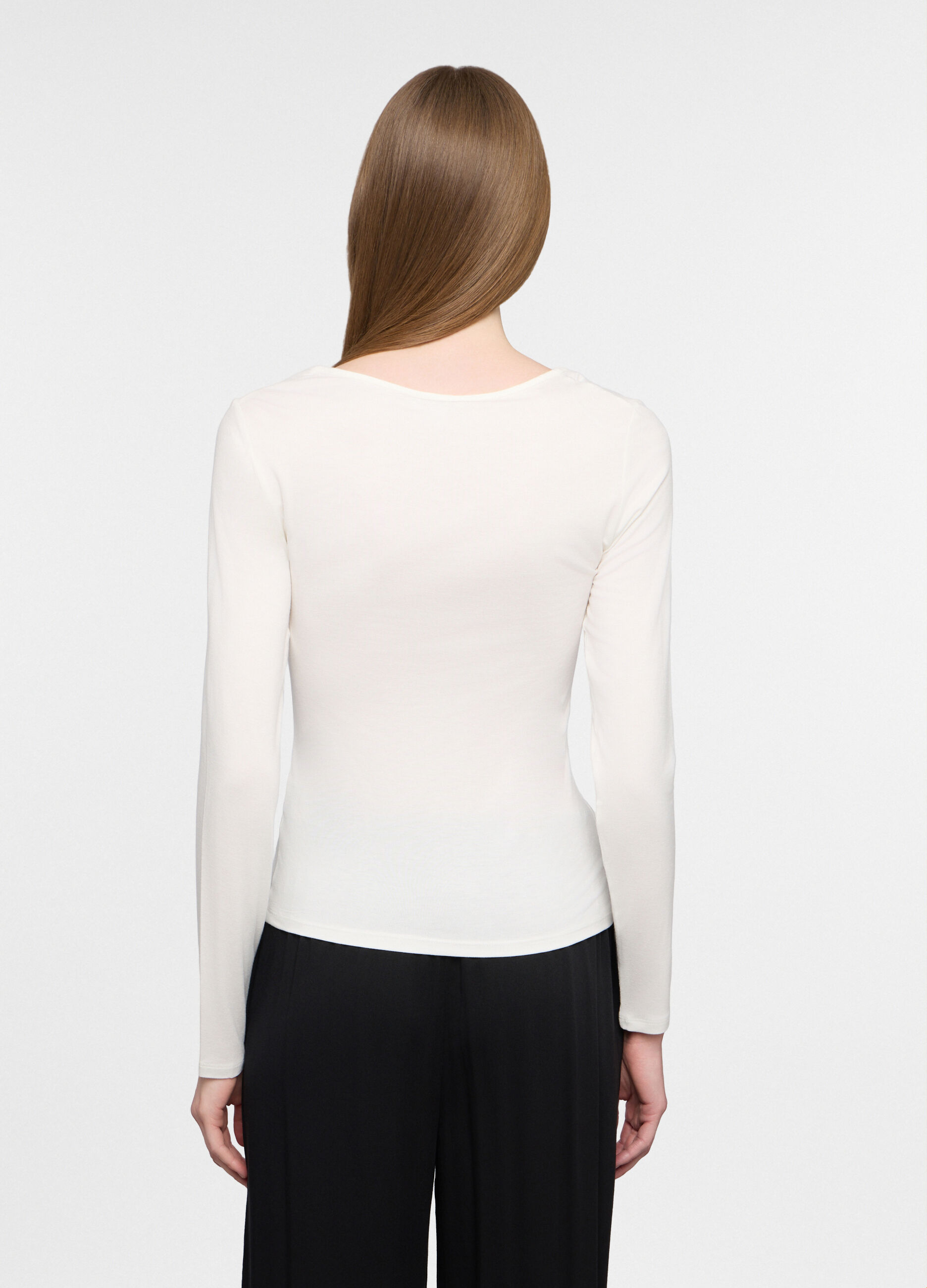 T-shirt con scollo a V stretch donna_1