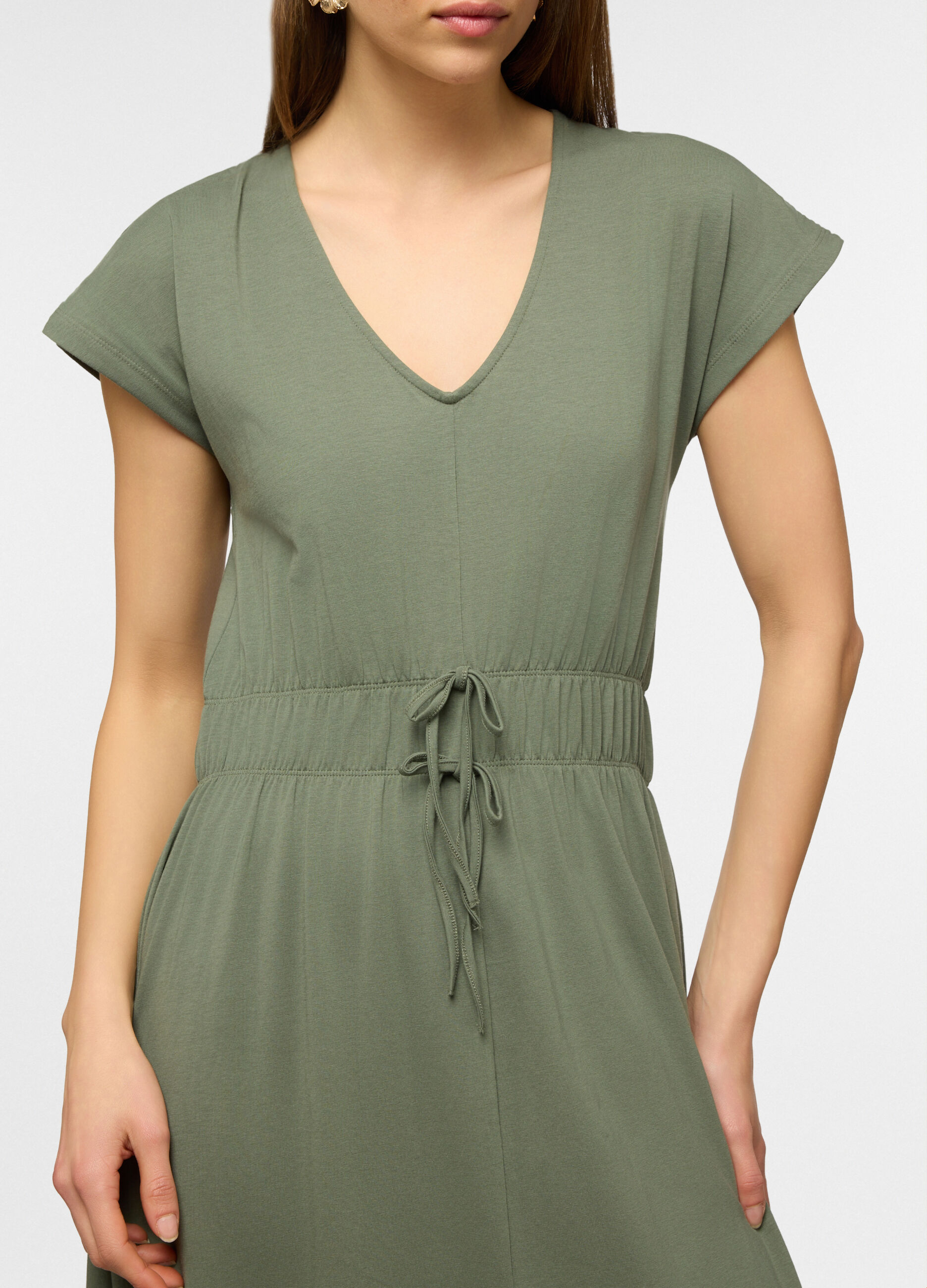 Vestito lungo in jersey di cotone stretch donna_2