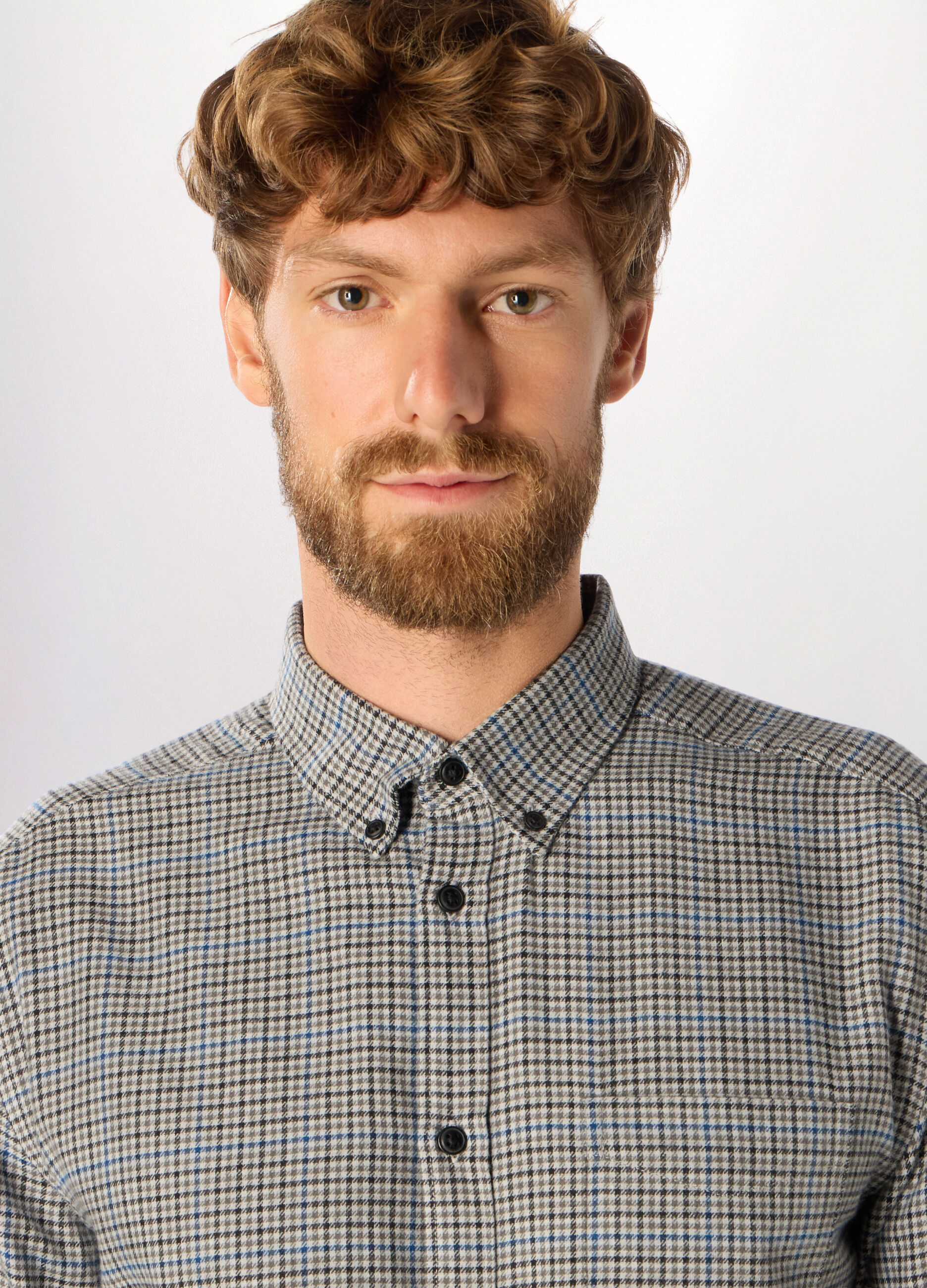 Camicia in flanella misto cotone a quadri uomo_2