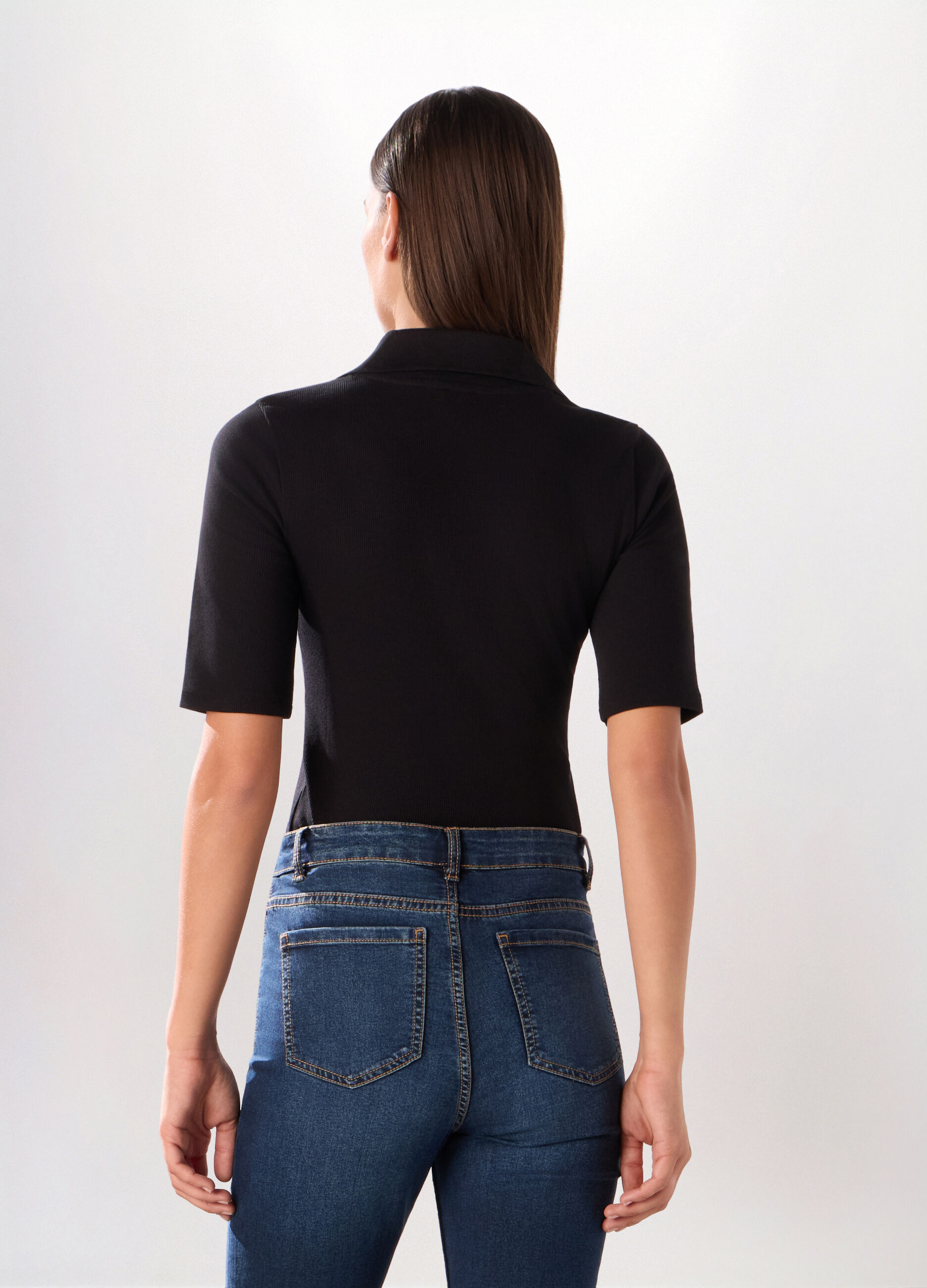 Body in costina di cotone stretch donna_1