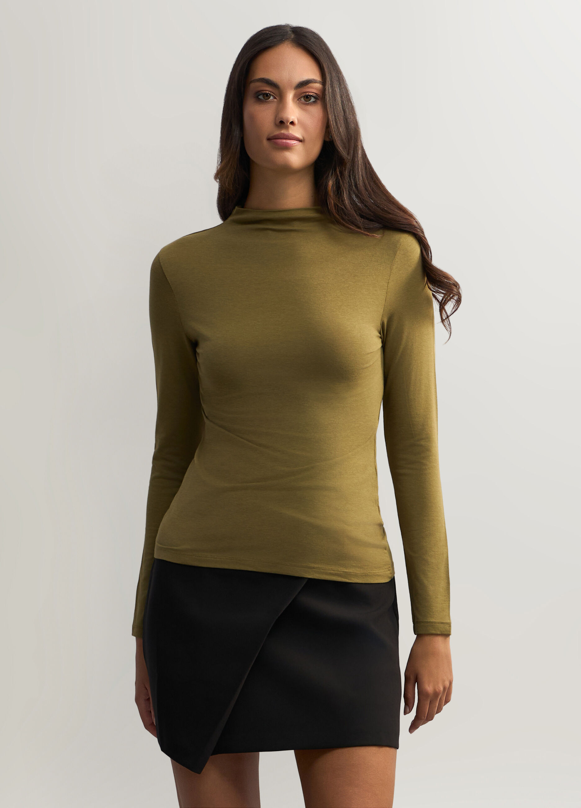 T-shirt a collo alto stretch donna _0