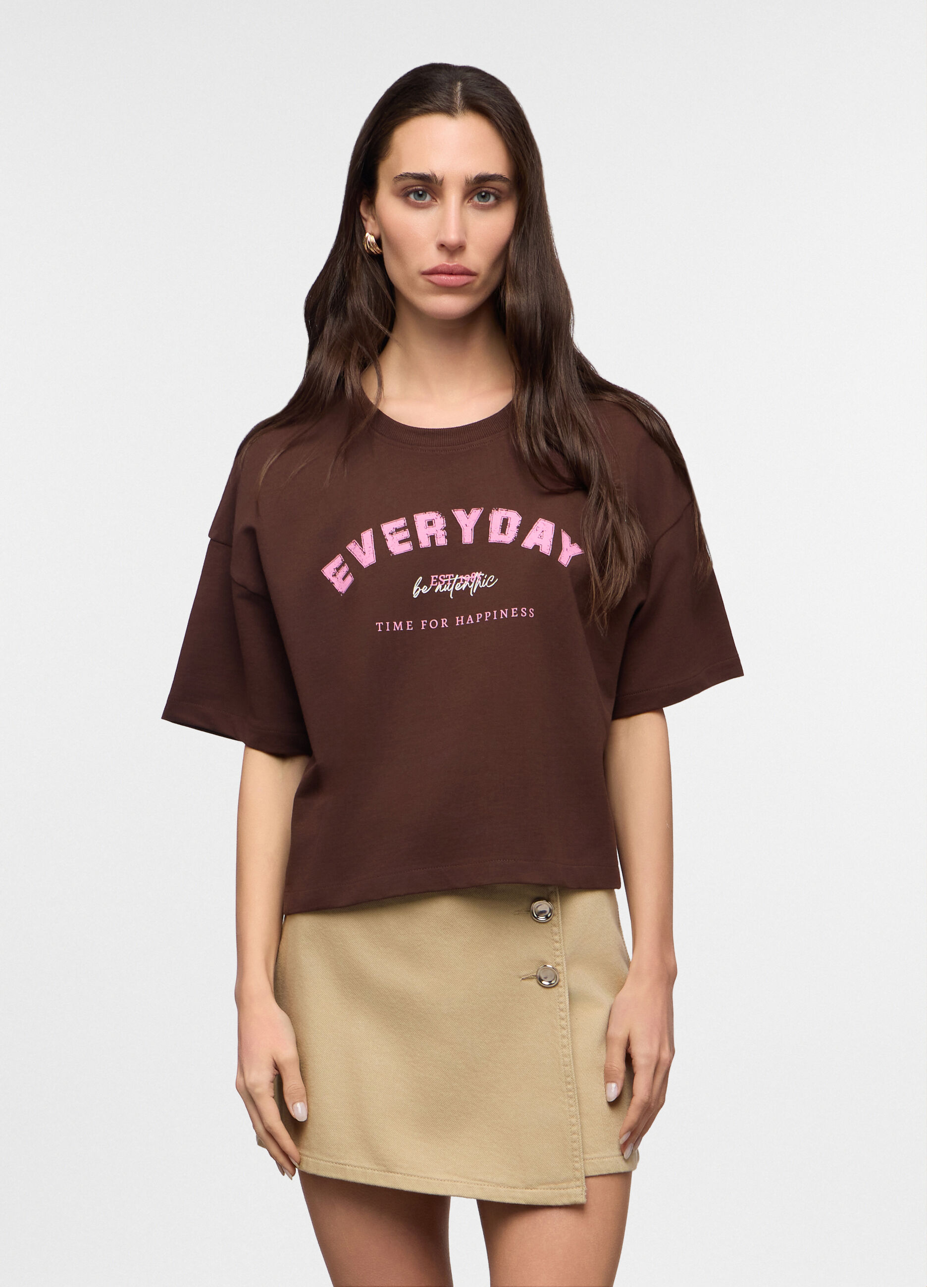 T-shirt girocollo Boxy Fit donna_0