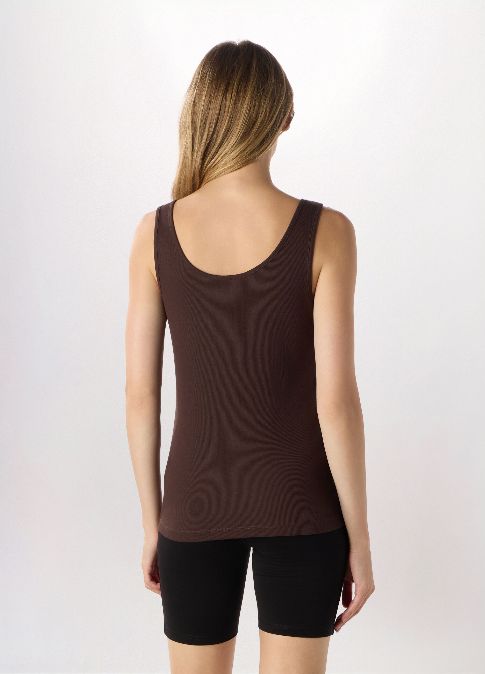 Canotta in costina di puro cotone donna_1