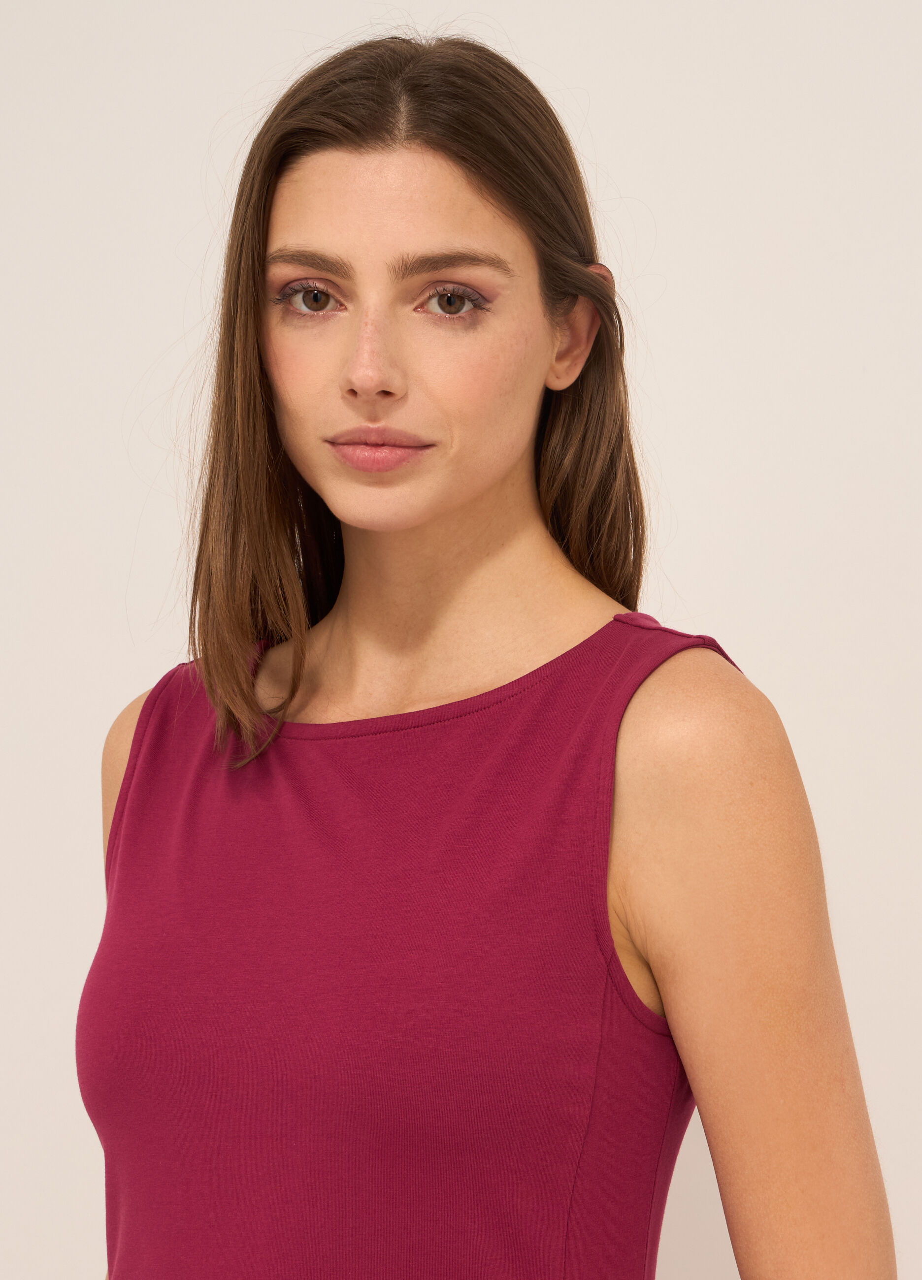 Abito lungo in jersey di cotone stretch donna_2