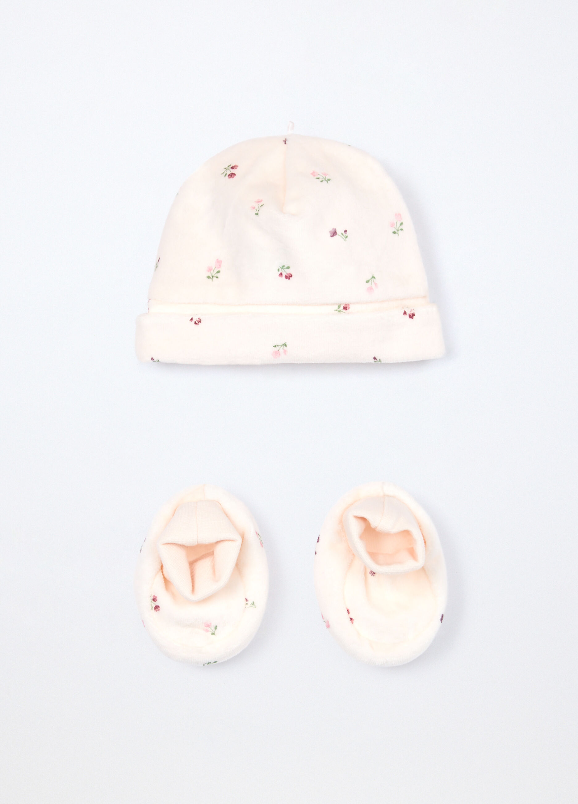 Set berretto + scarpine in puro cotone velour neonata_0