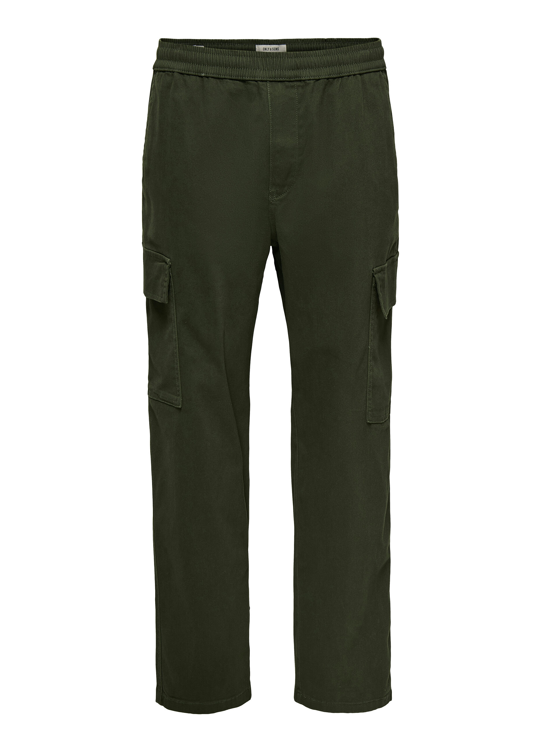 Pantaloni cargo con elastico in vita uomo_4