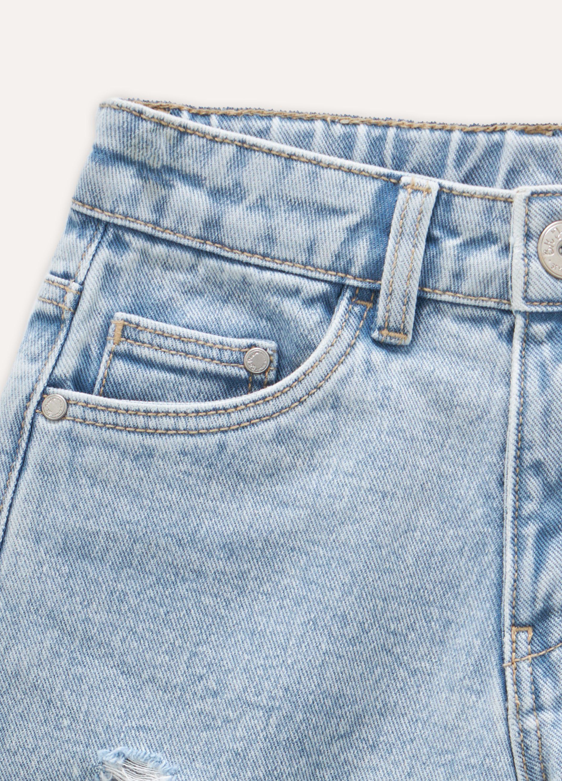 Shorts in denim strappato bambina