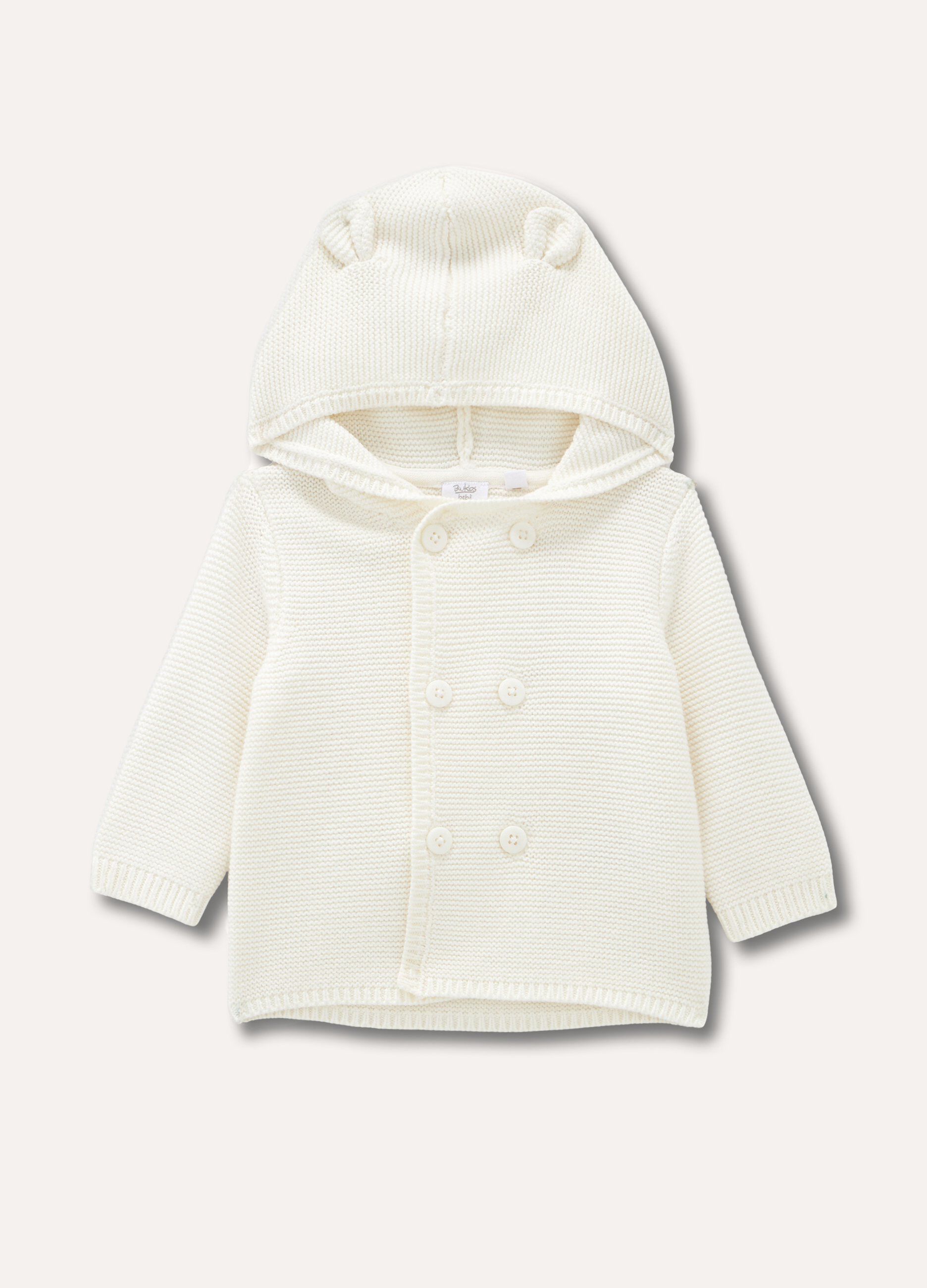 Cardigan in puro cotone tricot con cappuccio_0