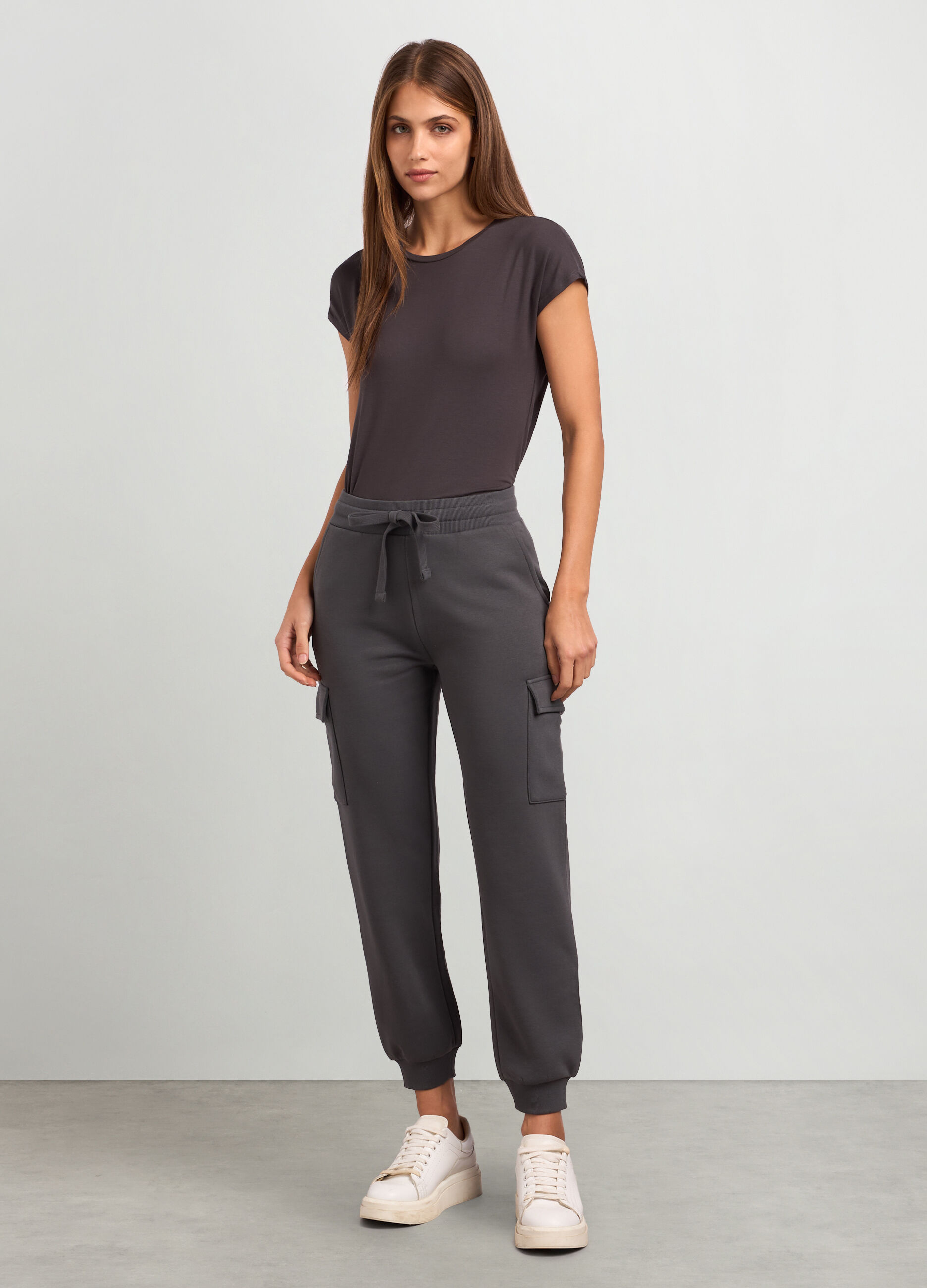 Joggers cargo in felpa di cotone donna_0