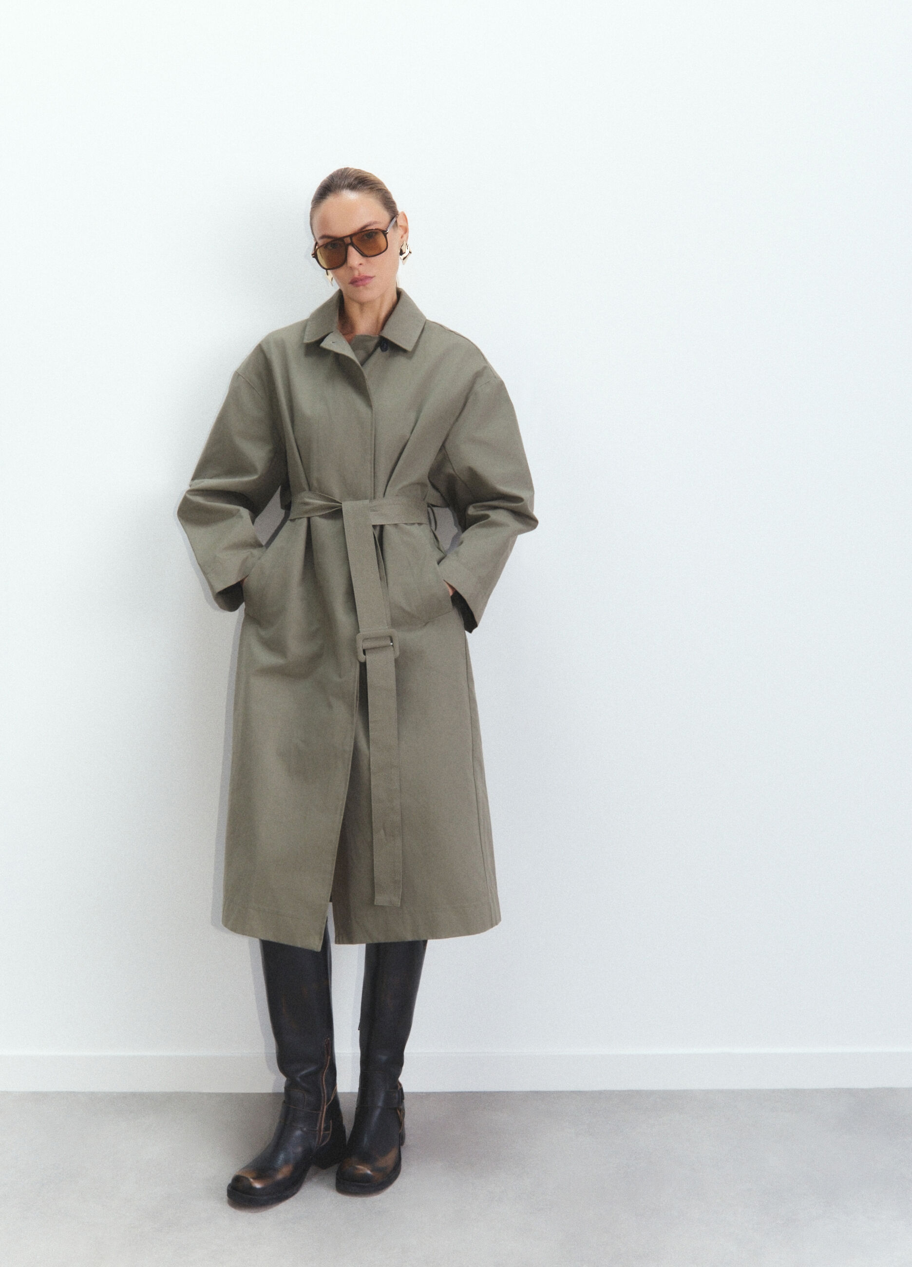 Trench lungo misto cotone donna_0