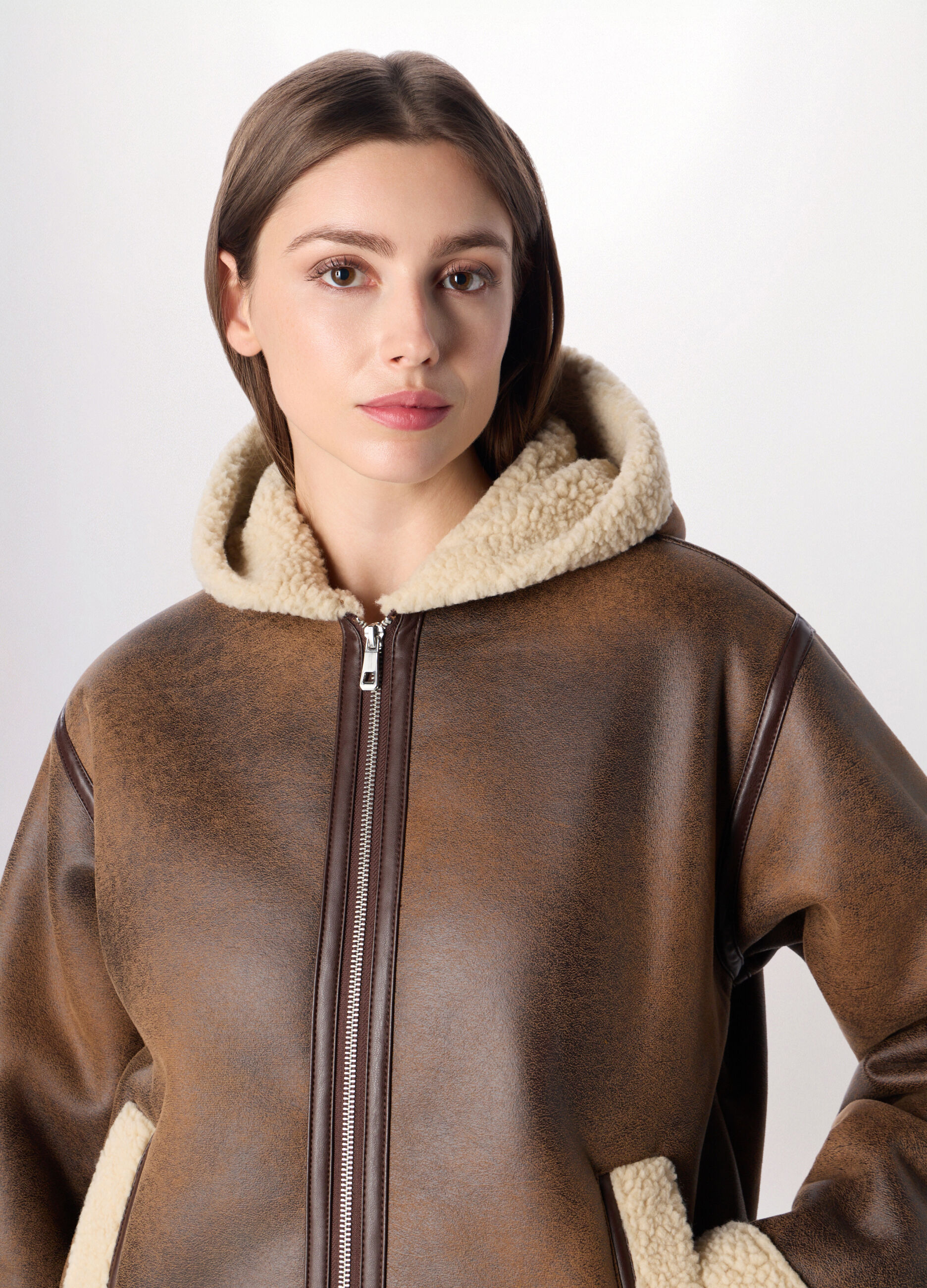 Eco montone con cappuccio donna
