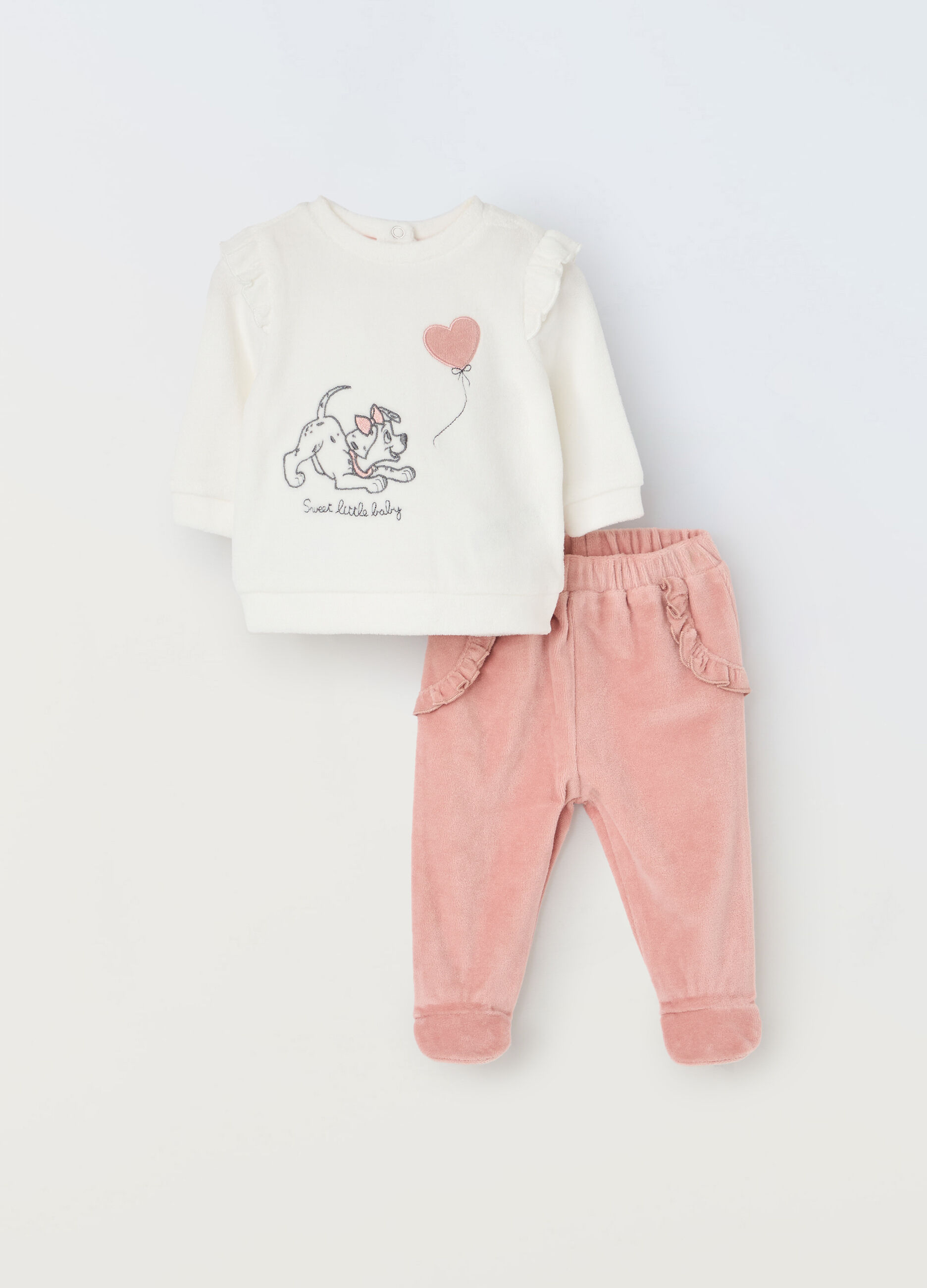 Set velour con rouches neonata_0