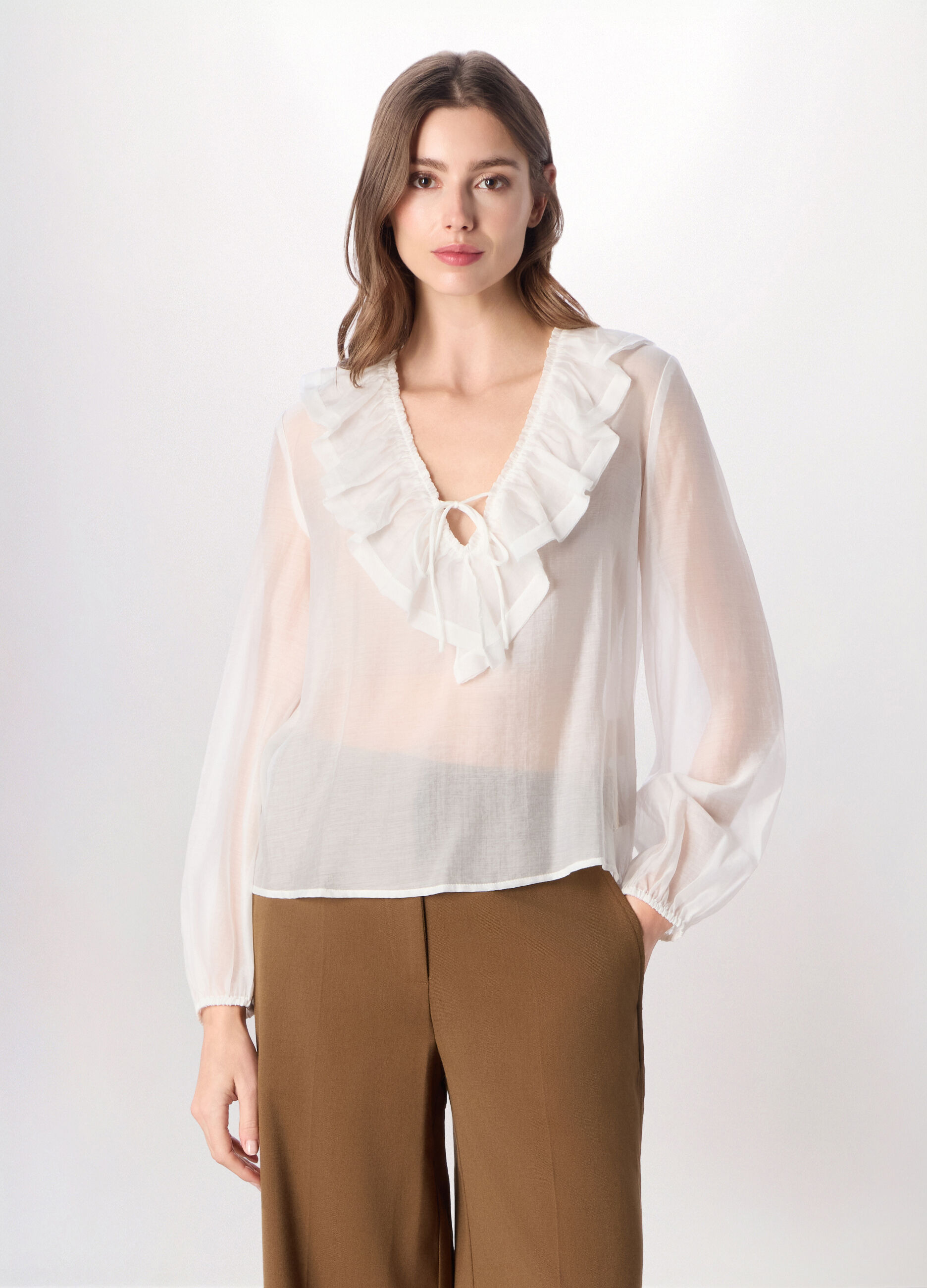Blusa voile misto lyocell donna_0