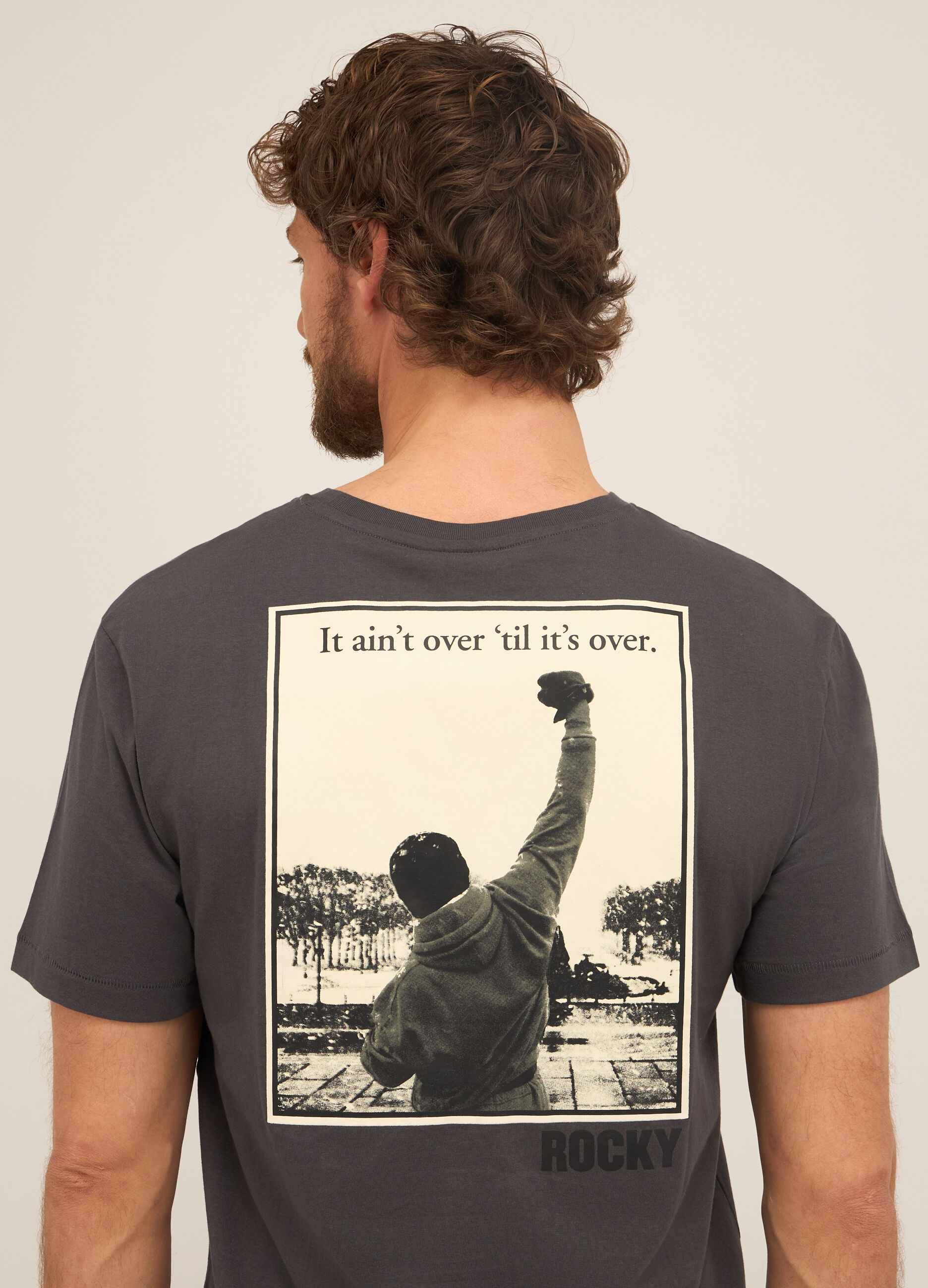 T-shirt girocollo in puro cotone con stampa uomo_2