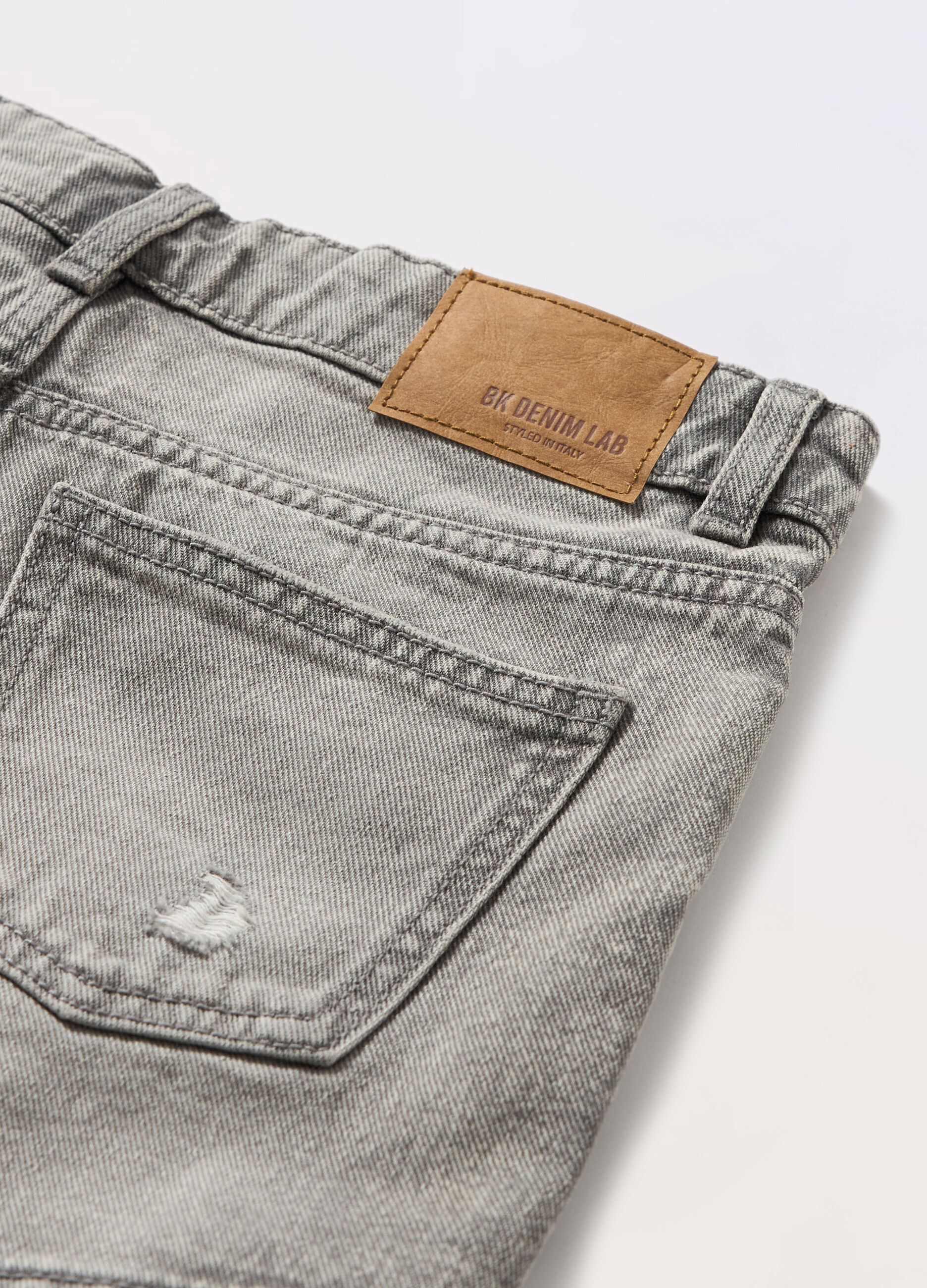 Shorts in denim di puro cotone ragazza_1