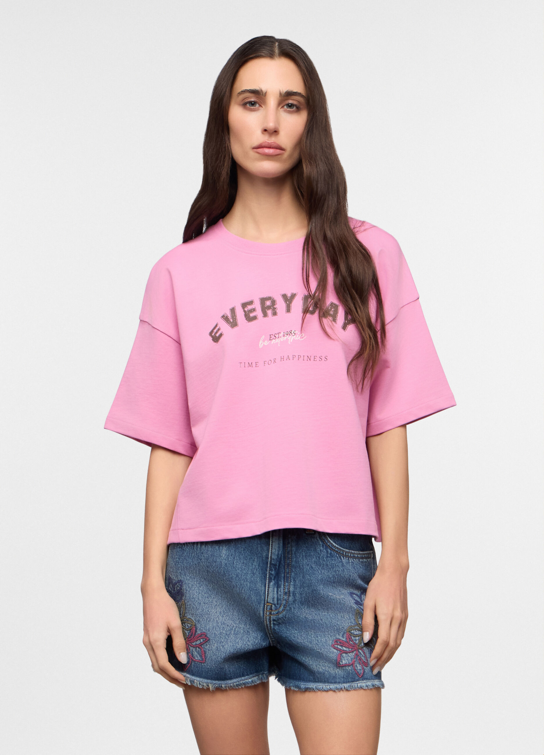 T-shirt girocollo Boxy Fit donna_0