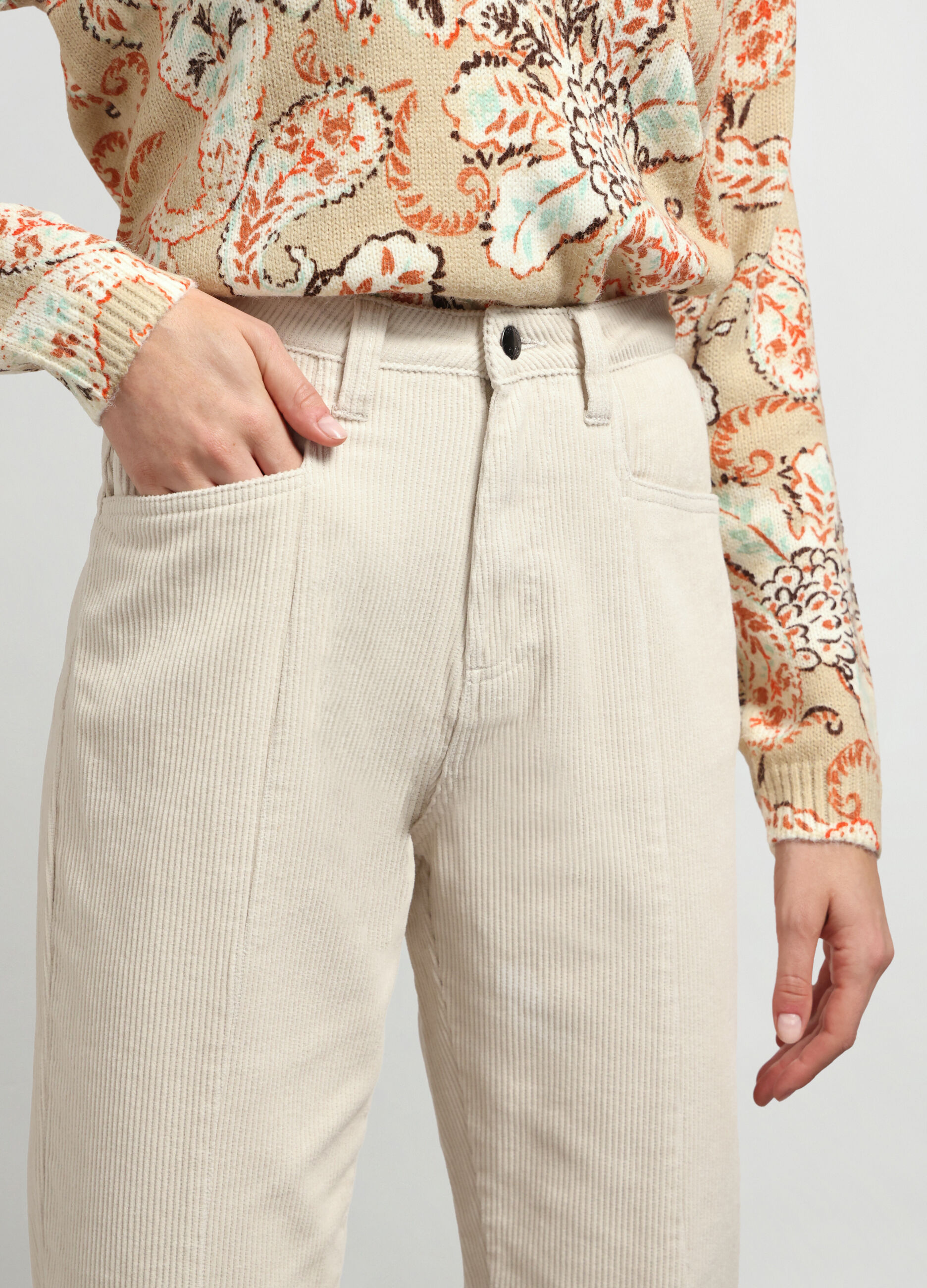 Pantaloni in costina di puro cotone donna_2